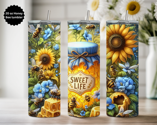 20 oz Honeybee tumbler. Multiple Images Available.