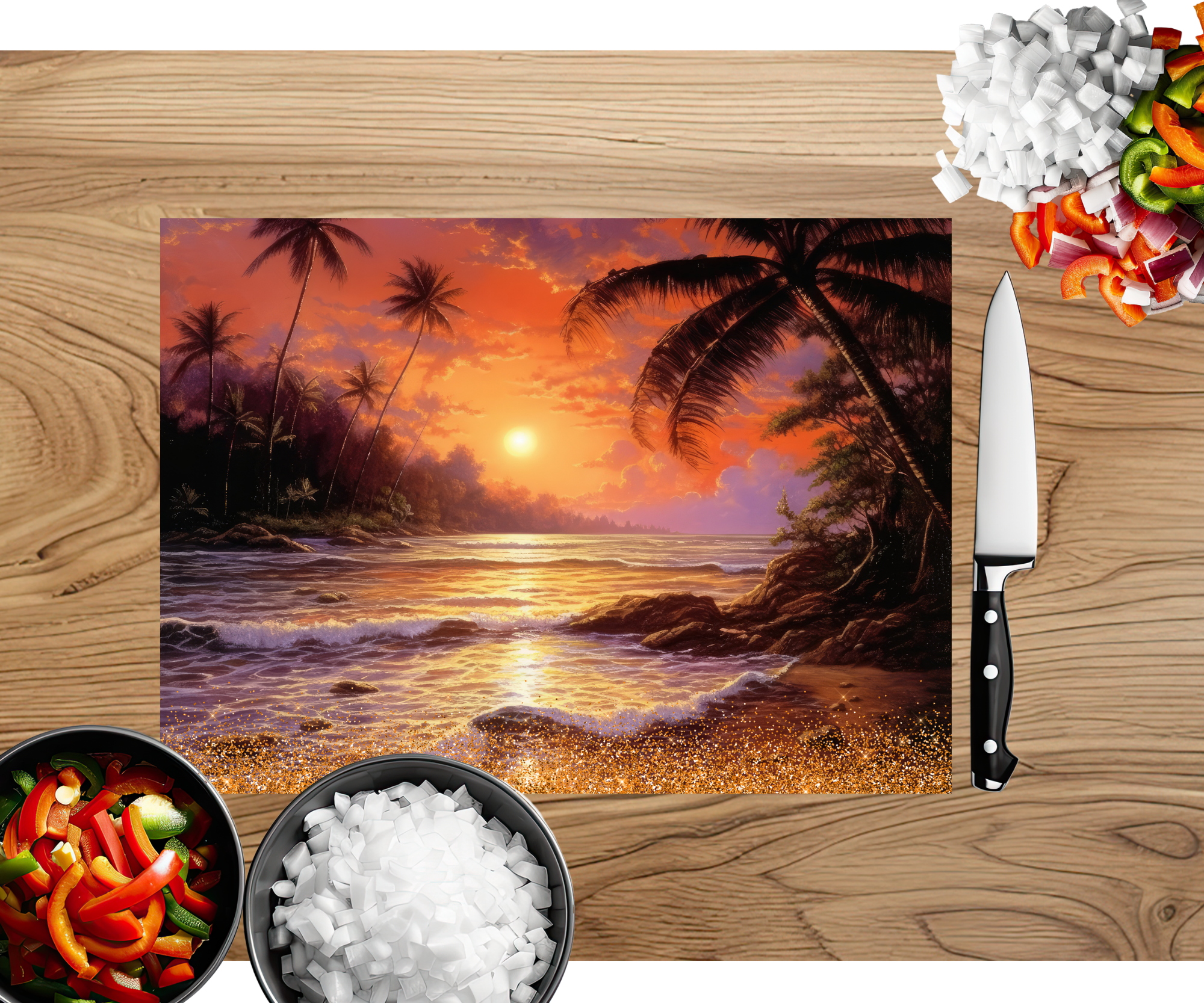 Beach Vibes Glass cutting boards. Multiple images Available.