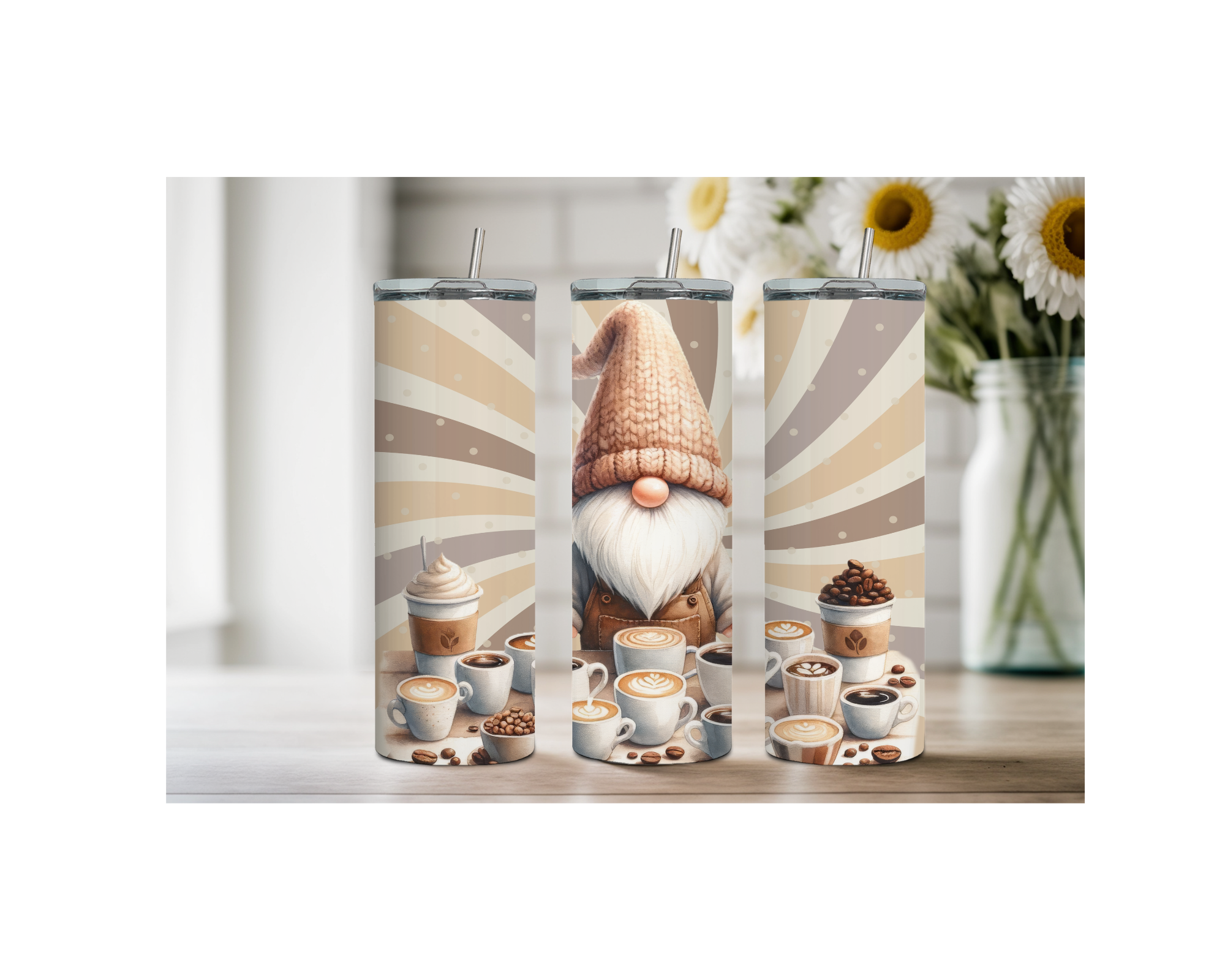 Brew‑tiful Day 20 oz Coffee Tumbler. Stainless-Steel Tumblers. Multiple Sizes and Images Available.