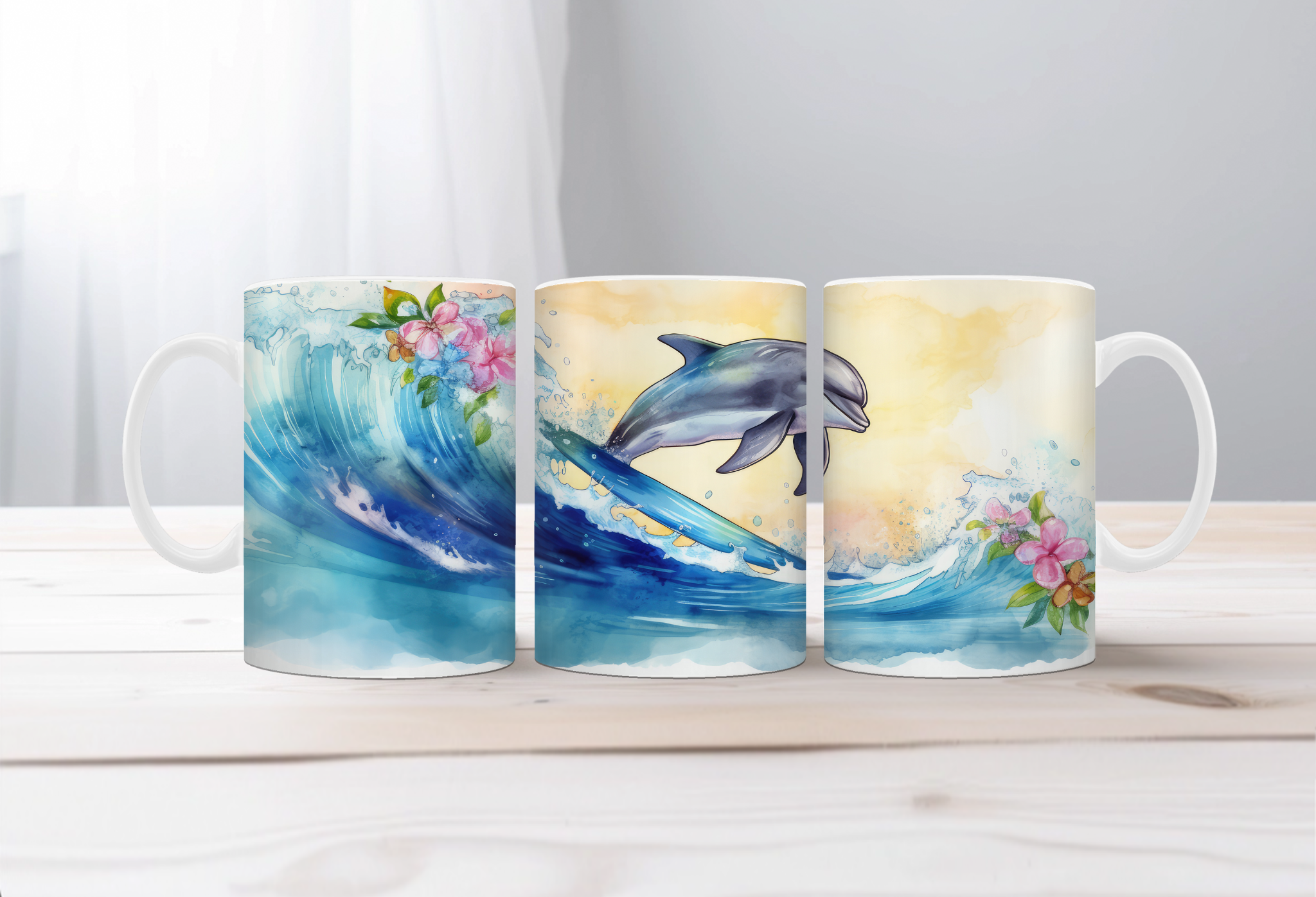 Flippin’ Cute Morning Mug, Dolphin coffee Mugs. Two sizes to choose from.