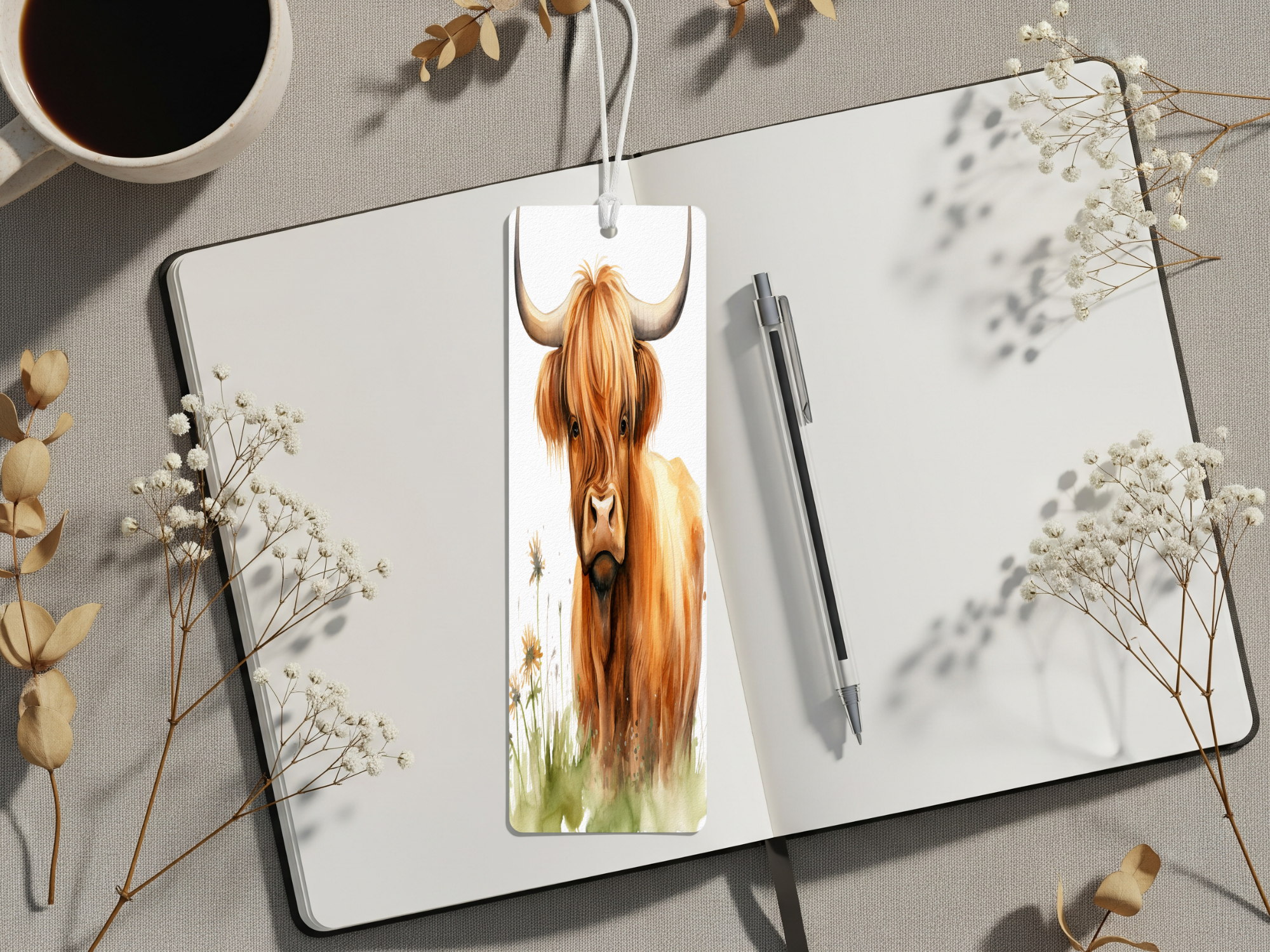 Aluminum Metal Bookmarks, Highland Cow Images For readers who prefer their page‑holders with bangs and horns