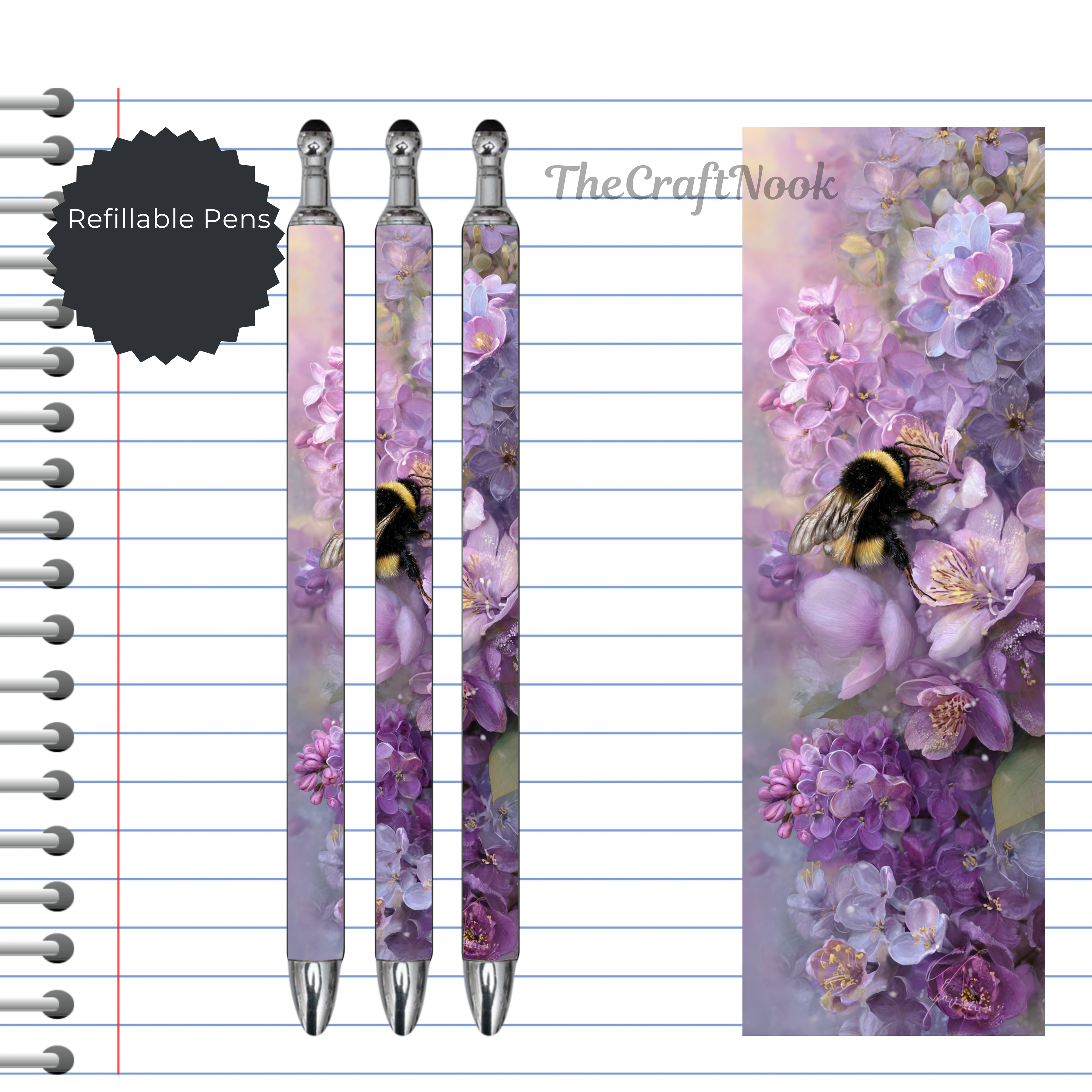 Refillable Pens, Honeybee Images. Bee happy while you write. Multiple options and Images available
