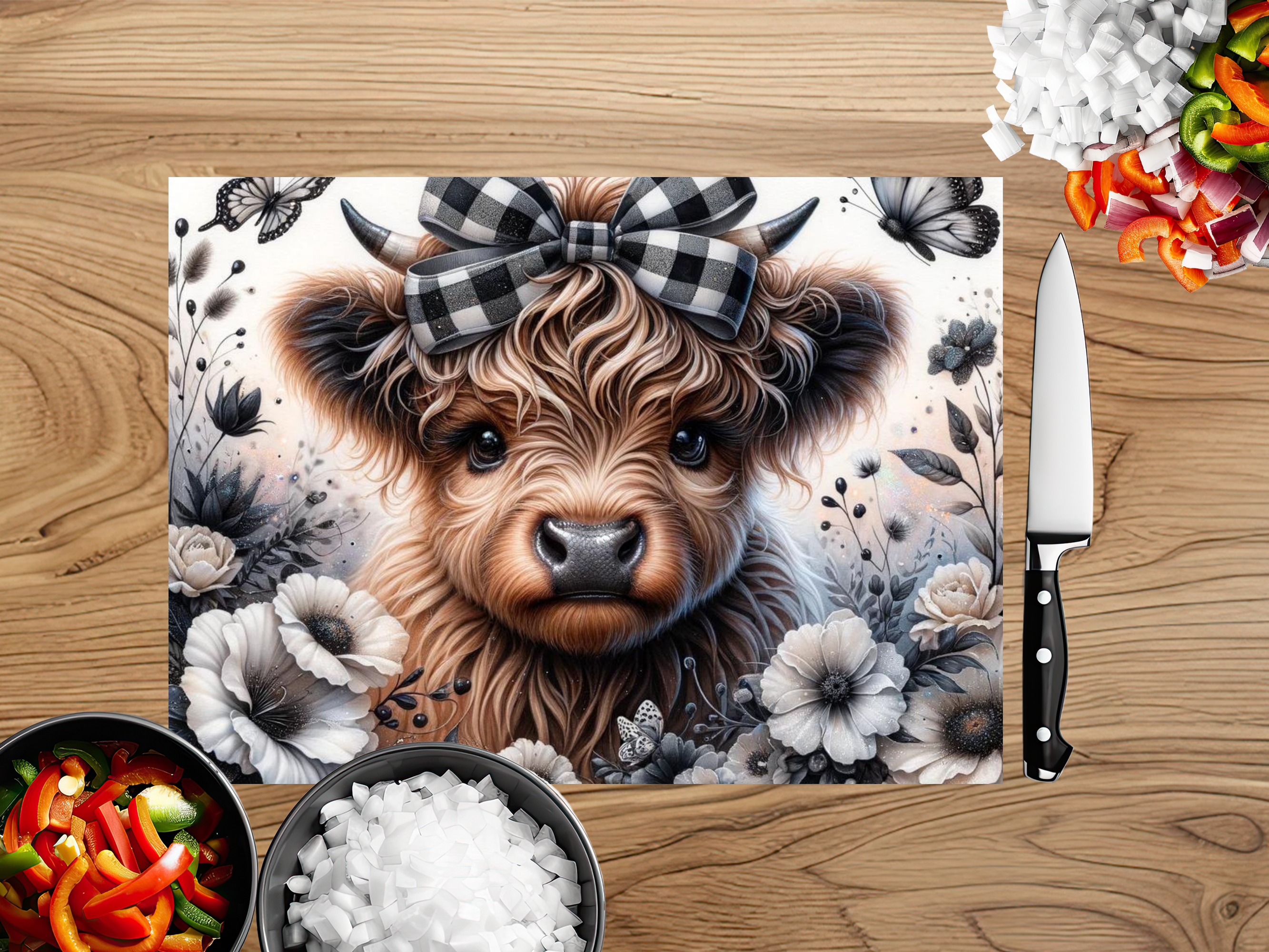 Highland Cow Farmhouse Cutting Board