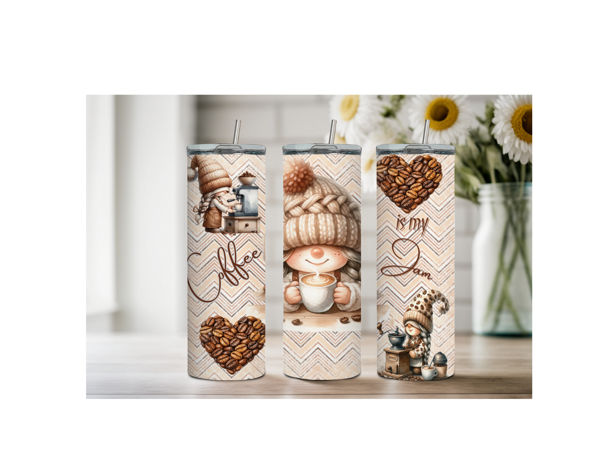 Brew‑tiful Day 20 oz Coffee Tumbler. Stainless-Steel Tumblers. Multiple Sizes and Images Available.