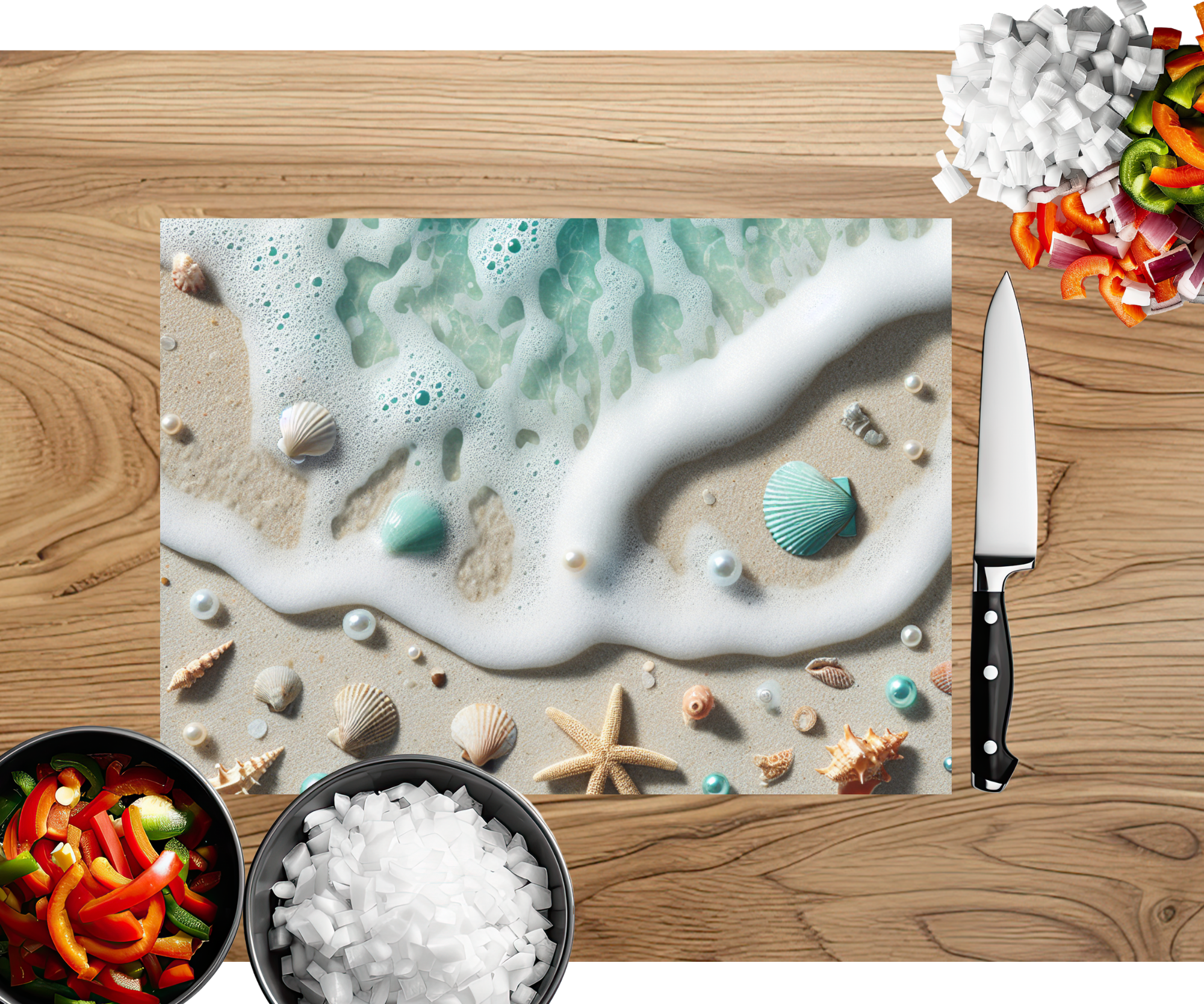 Beach Vibes Glass cutting boards. Multiple images Available.
