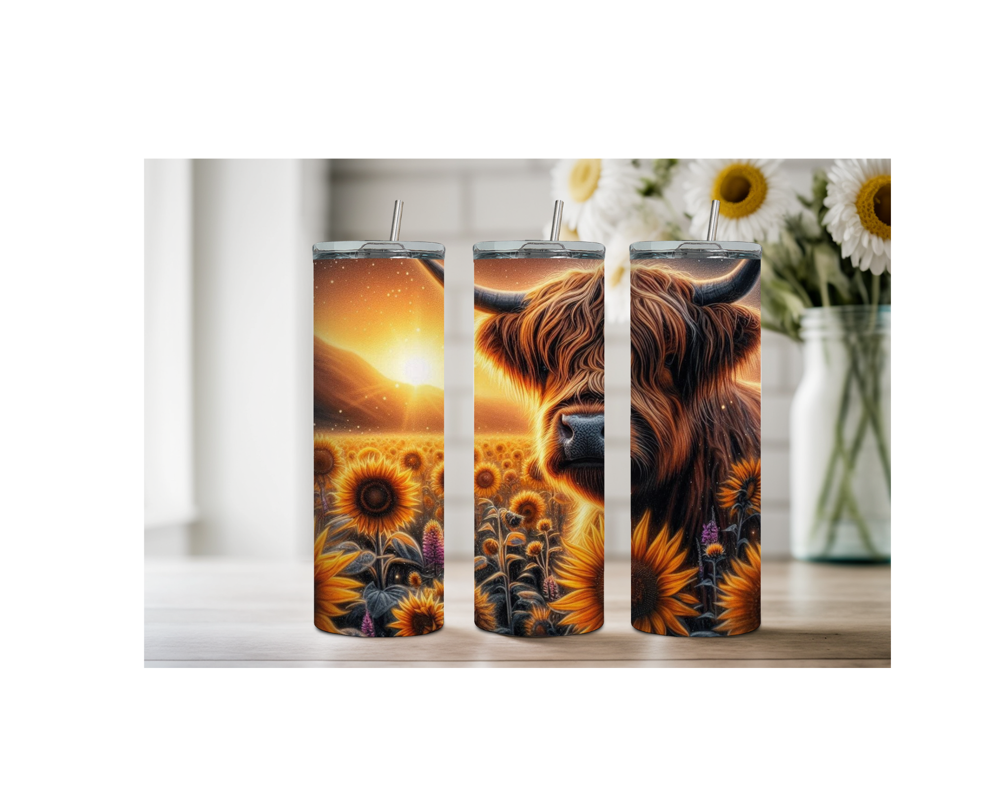 20 oz Highland Cutie Country Stainless Steel Tumbler. Multiple Images Available.