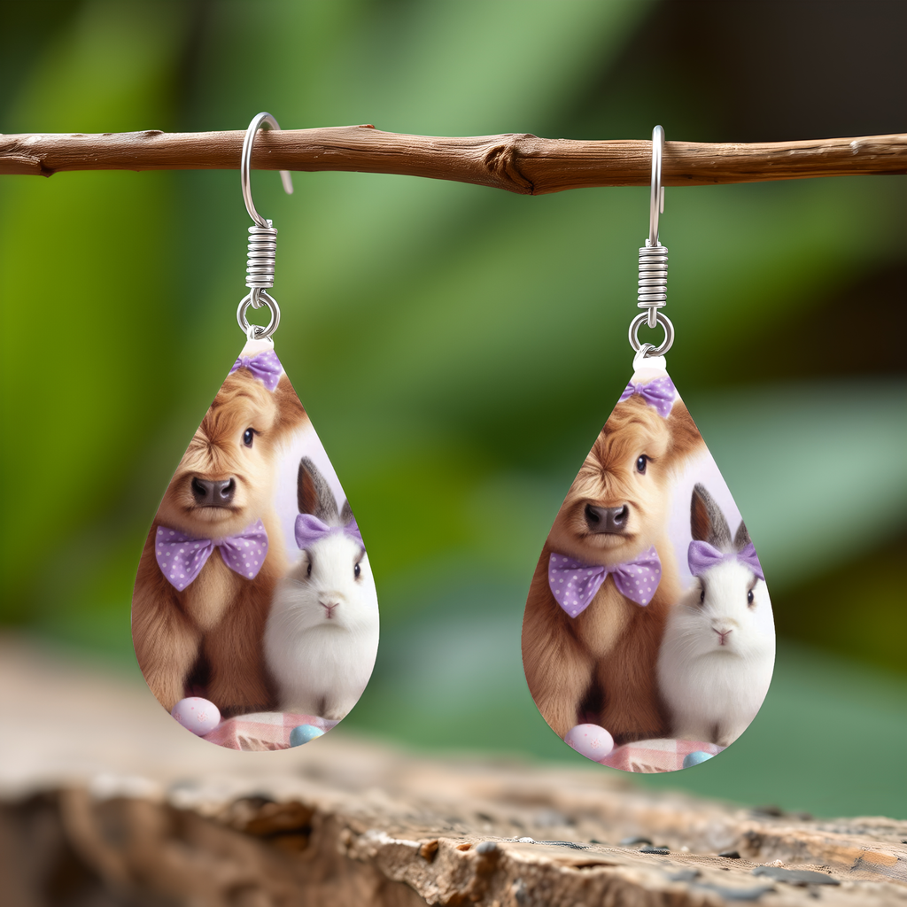 Bunny and Cow Easter Earrings