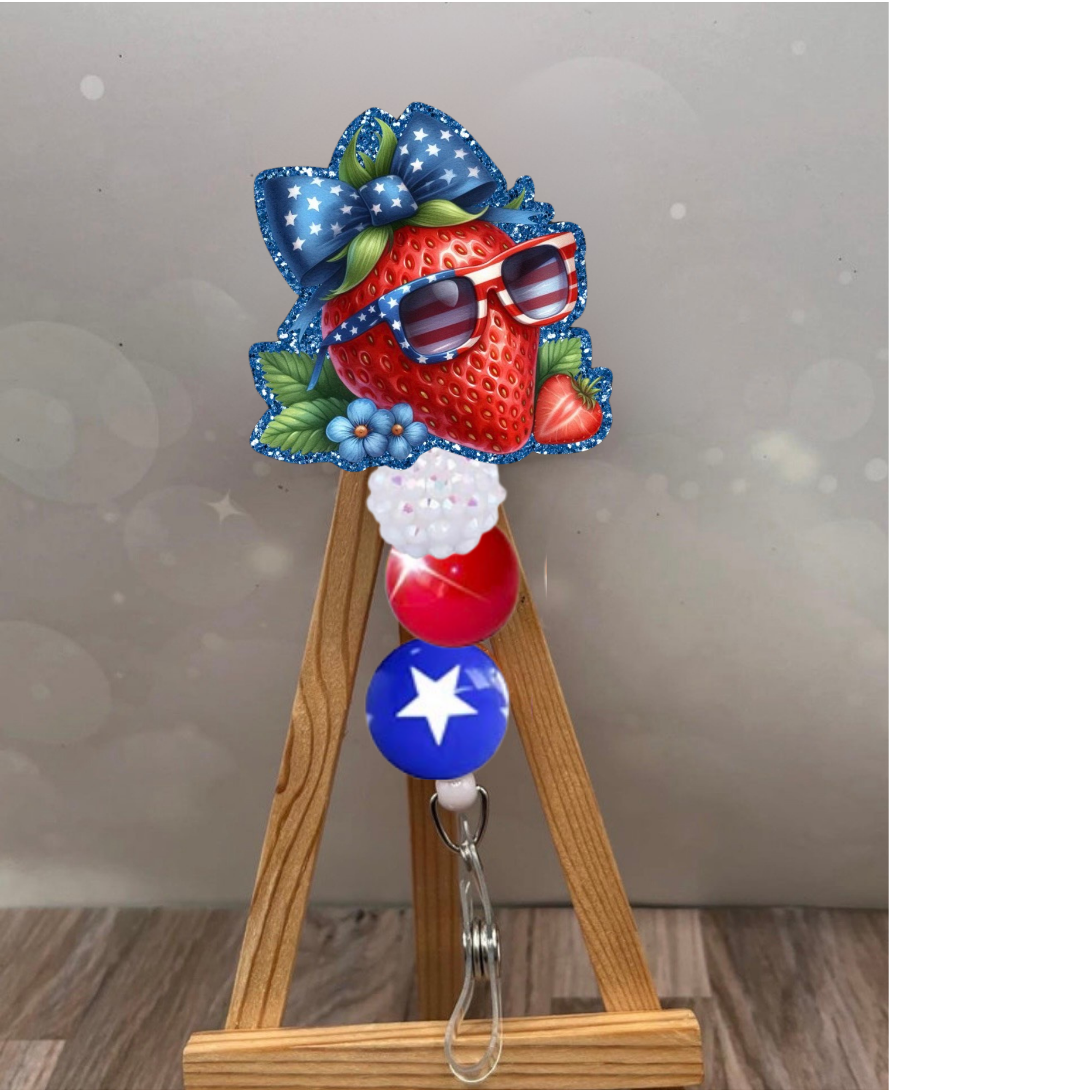 Patriotic Strawberry Badge Pull