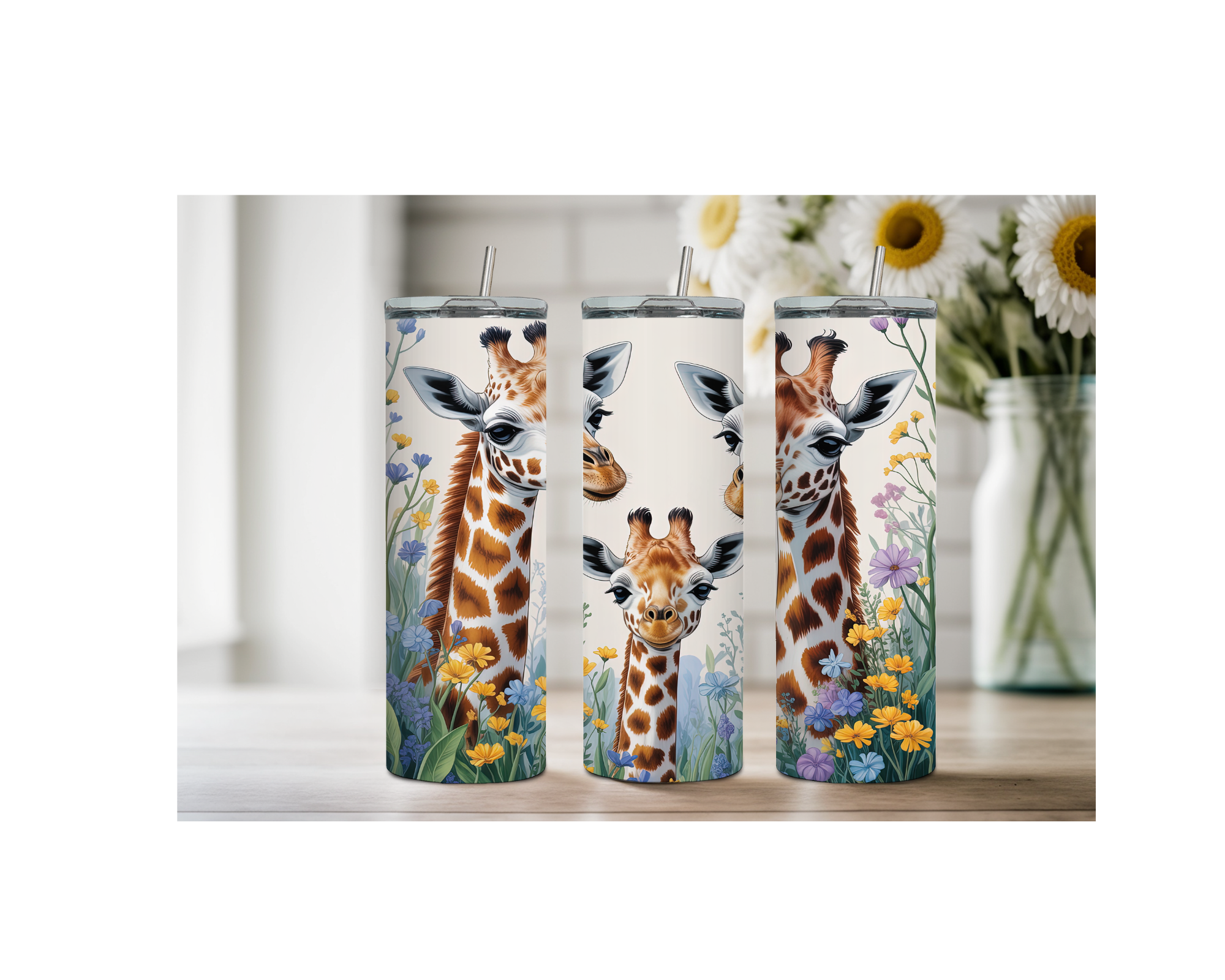 20-ounce Gentle Giraffe Whimsy Stainless Steel Tumbler. Multiple Images Available.