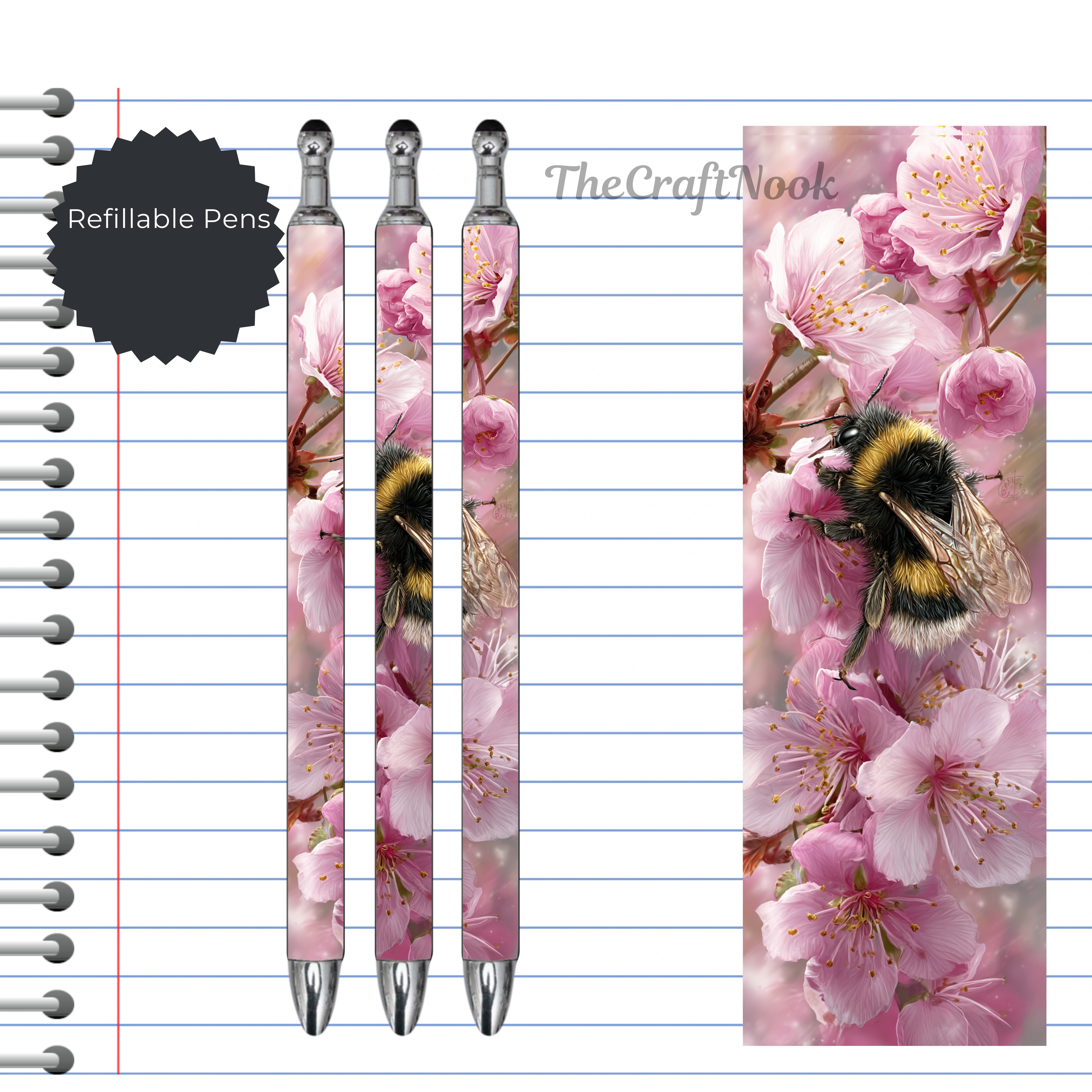 Refillable Pens, Honeybee Images. Bee happy while you write. Multiple options and Images available
