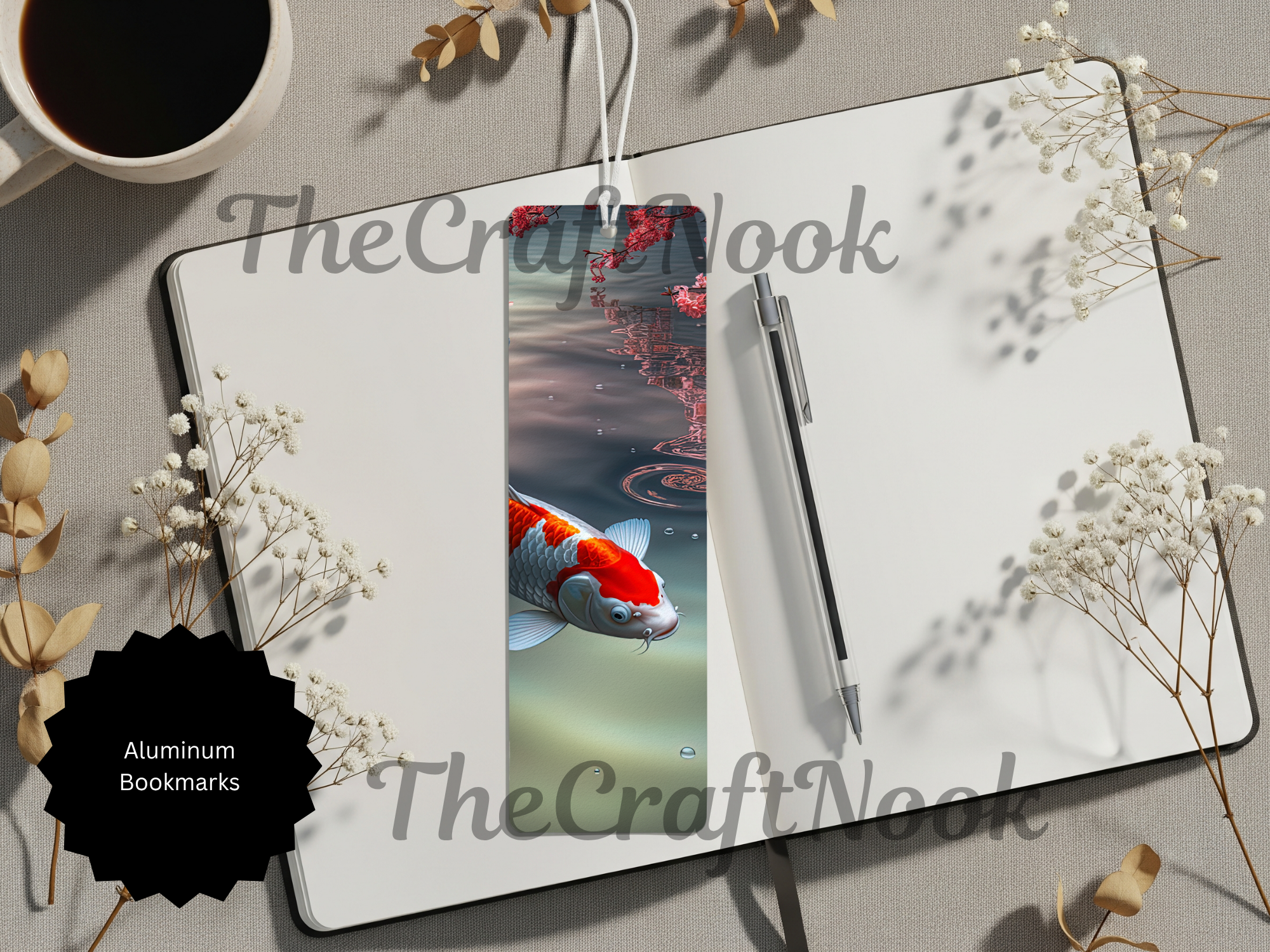 Koi Fish Bookmarks – Handcrafted Metal Bookmarks with Beads & Glitter