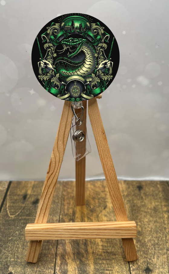 Snake House Pride badge pulls. Multiple Images available. Add beads or shimmer glitter options.