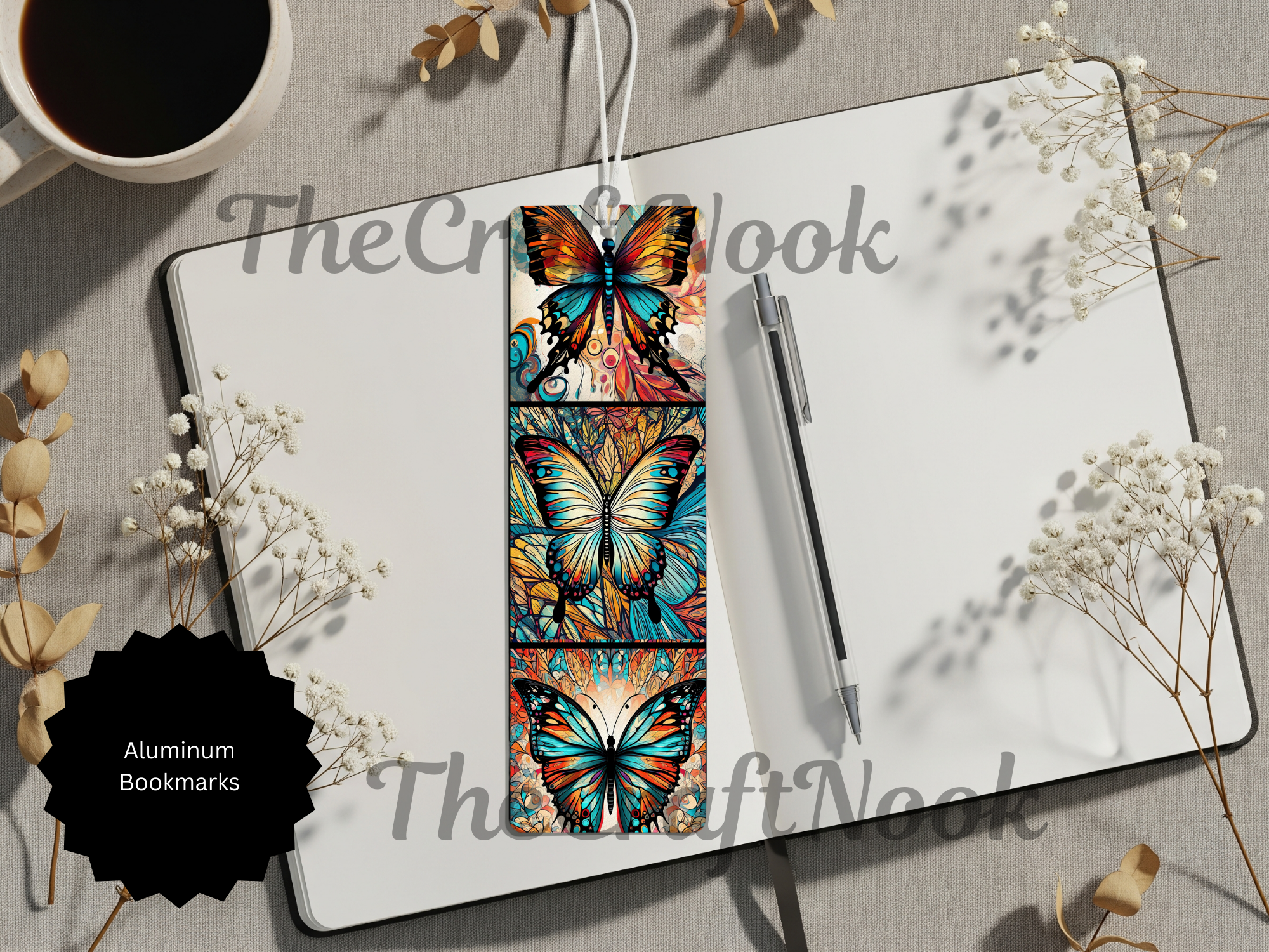 Butterfly Bookmarks - Handcrafted Aluminum Metal with Beads & Glitter