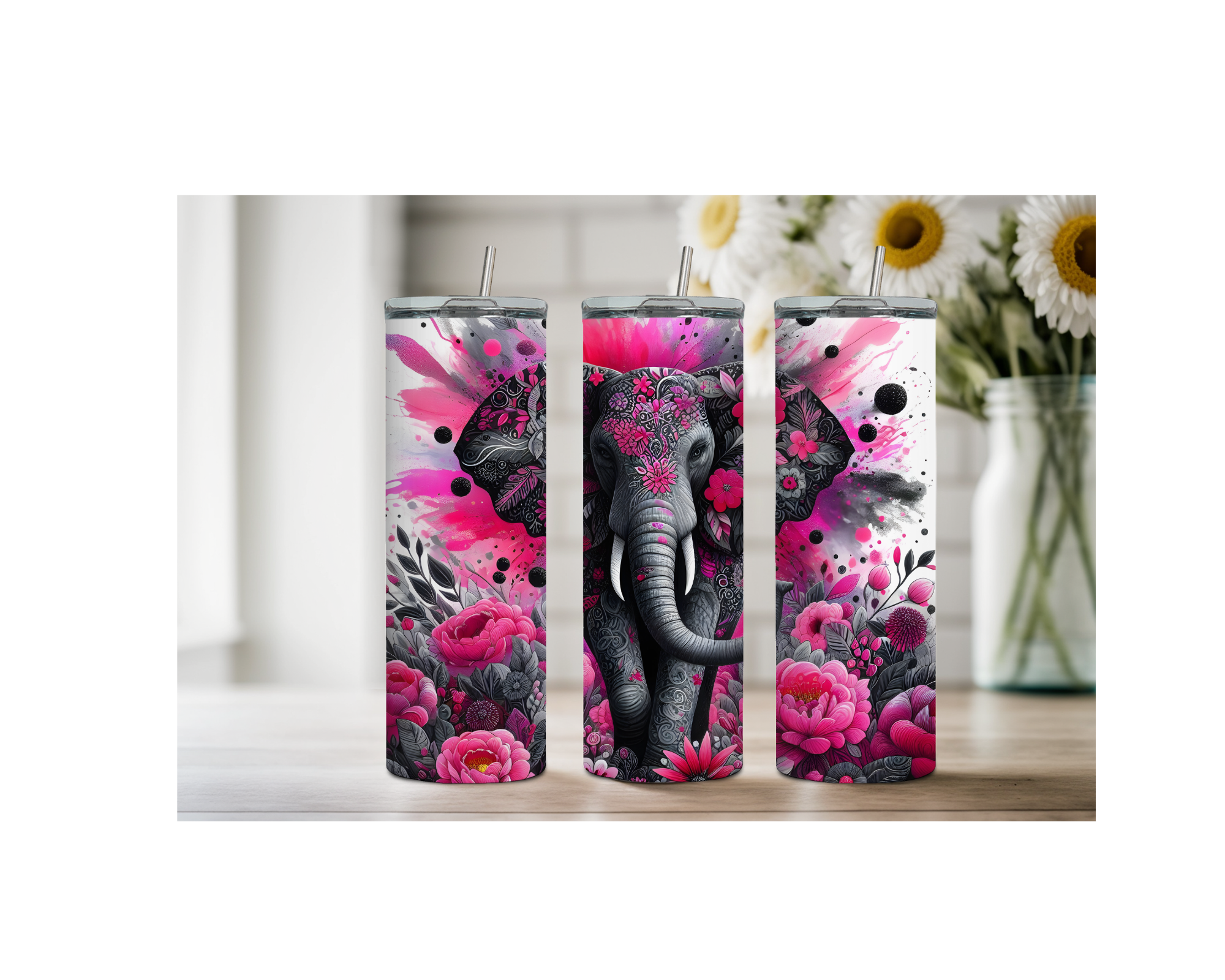 20 ounce Wise & Wonderful Elephant Stainless Tumbler. Multiple Sizes and Images Available.