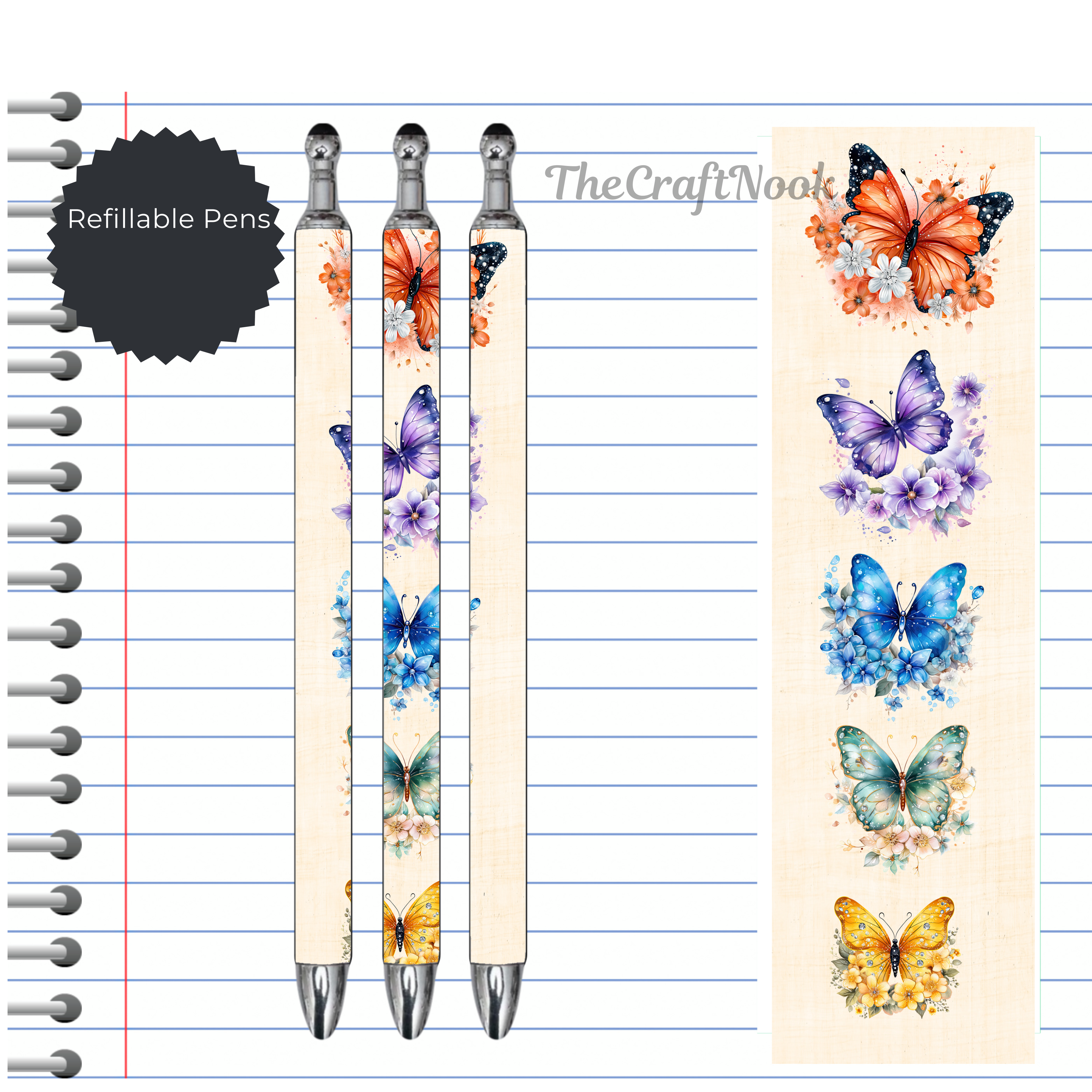 Butterfly Refillable Pens, multiple options and Images available.