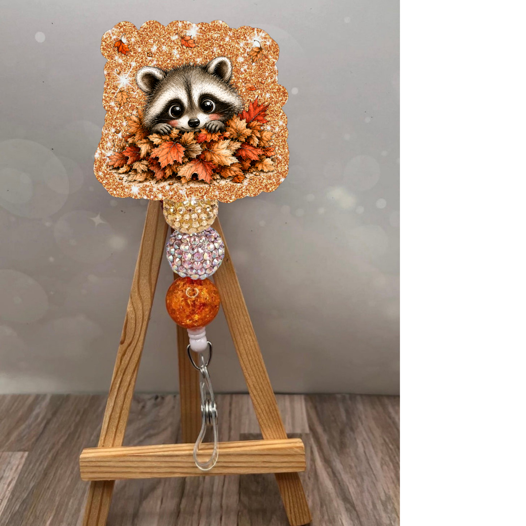 Raccoon Fall Badge Pull