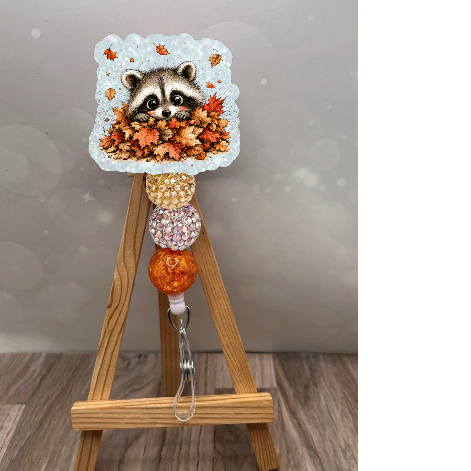 Raccoon Fall Badge Pull