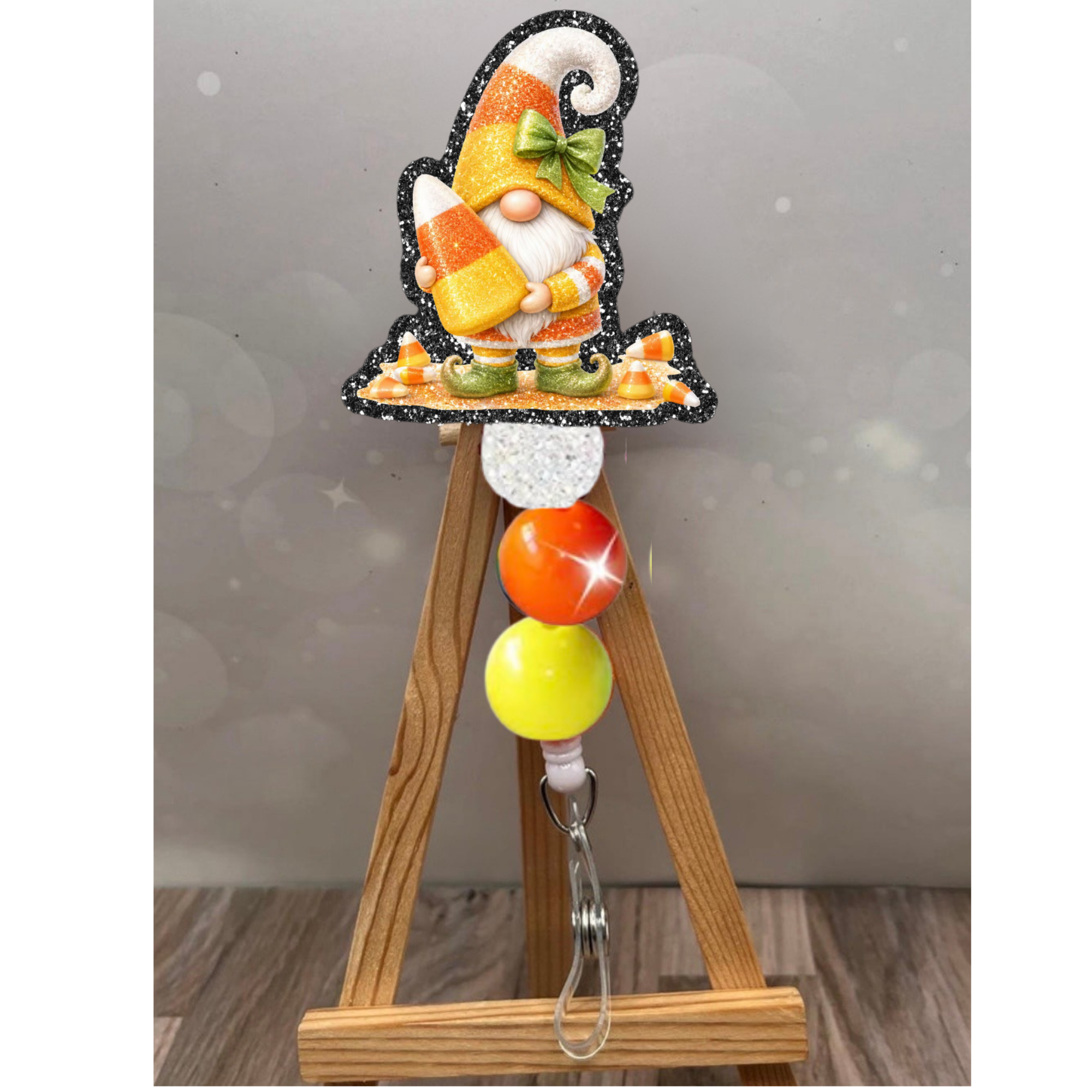 Candy Corn Gnome Badge Pull