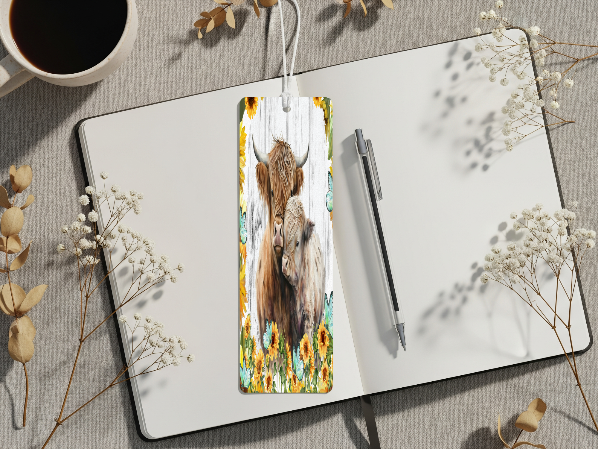 Aluminum Metal Bookmarks, Highland Cow Images For readers who prefer their page‑holders with bangs and horns