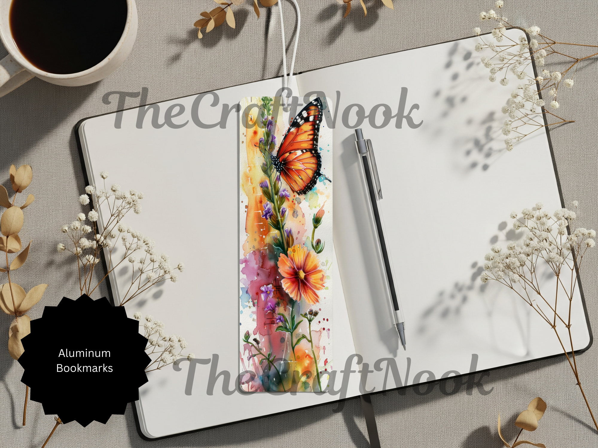 Butterfly Bookmarks - Handcrafted Aluminum Metal with Beads & Glitter