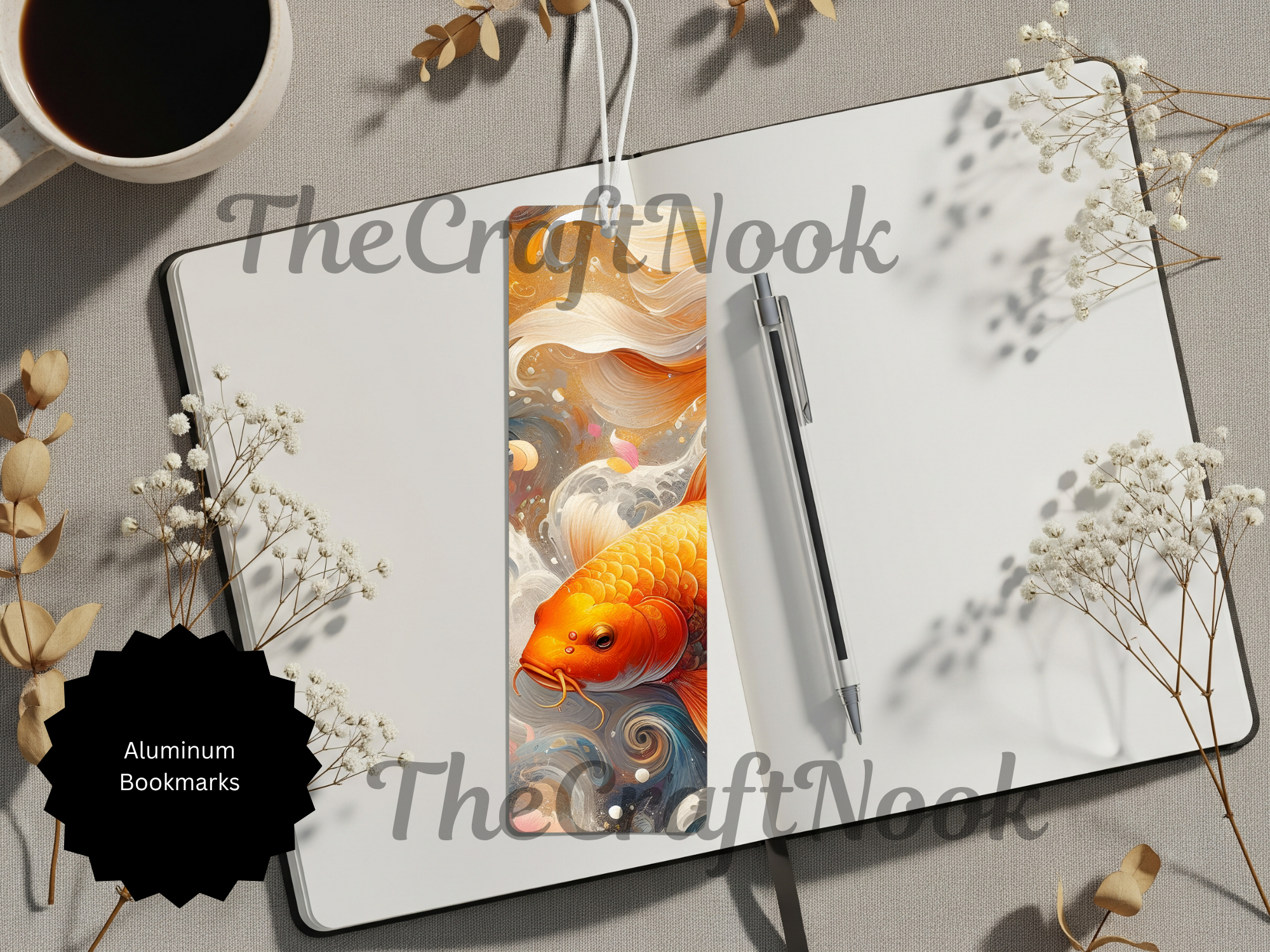Koi Fish Bookmarks – Handcrafted Metal Bookmarks with Beads & Glitter