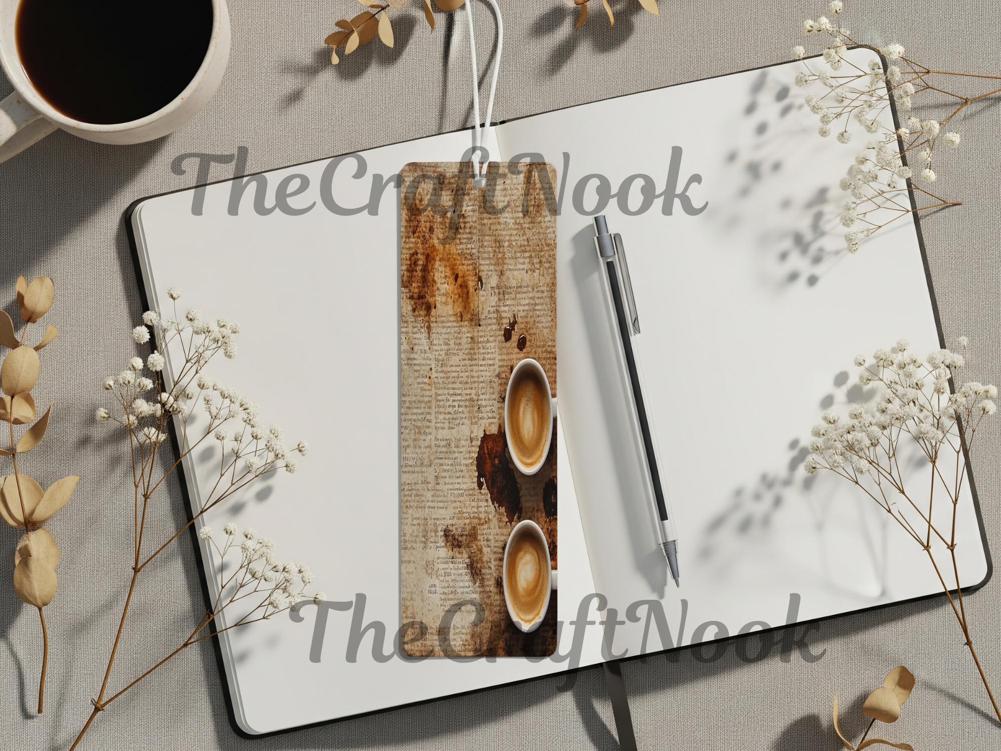 Caffeine & Chapters Bookmark. Aluminum Metal Bookmarks