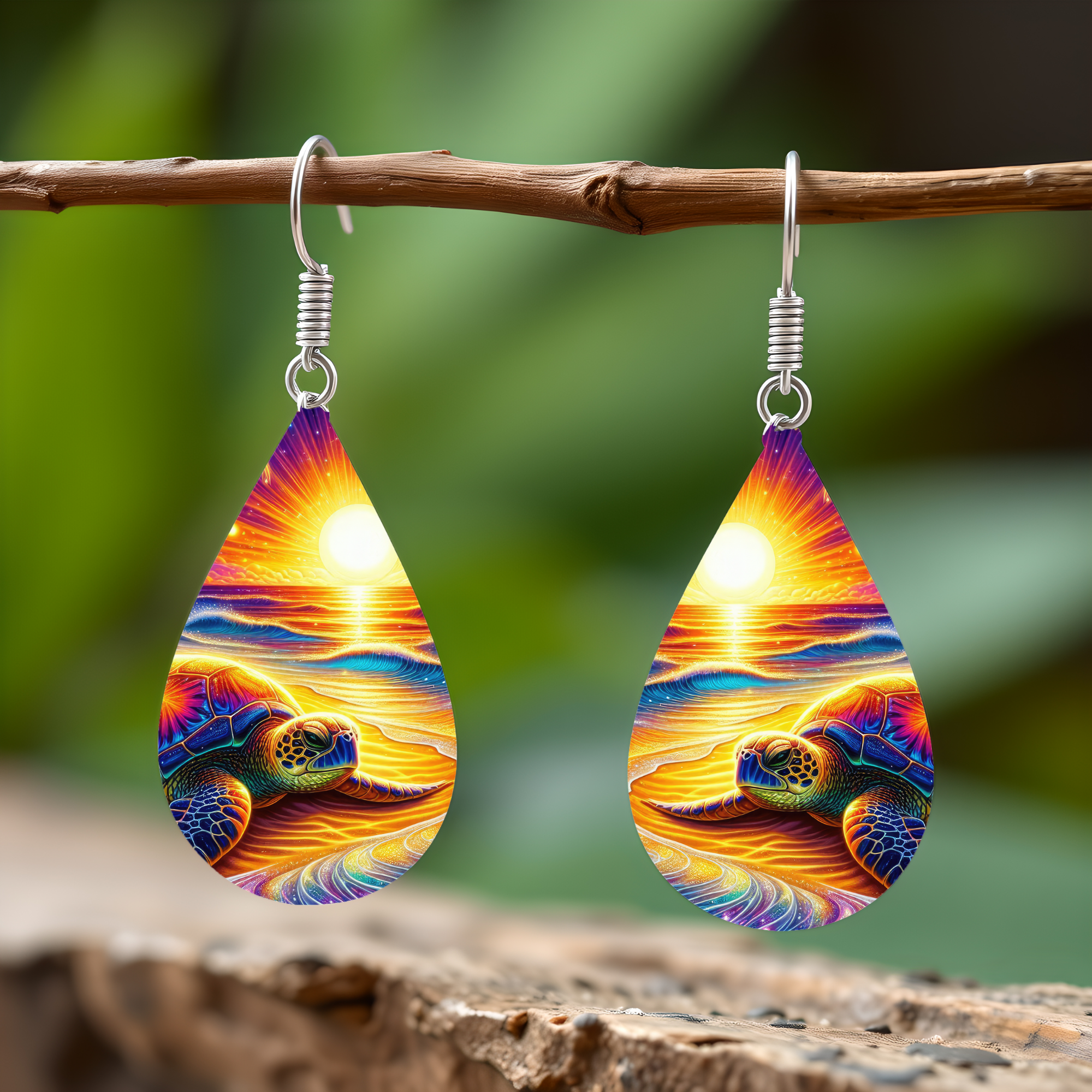 Sea Turtle Teardrop Earrings — Choose Your Design