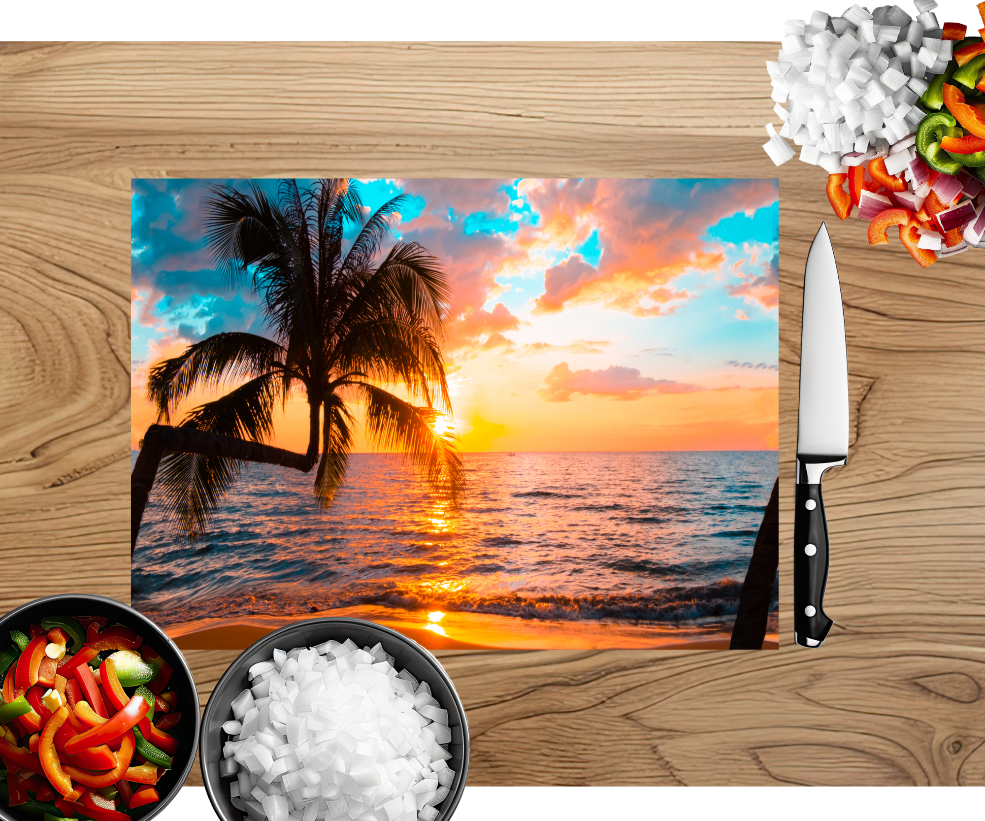 Beach Vibes Glass cutting boards. Multiple images Available.