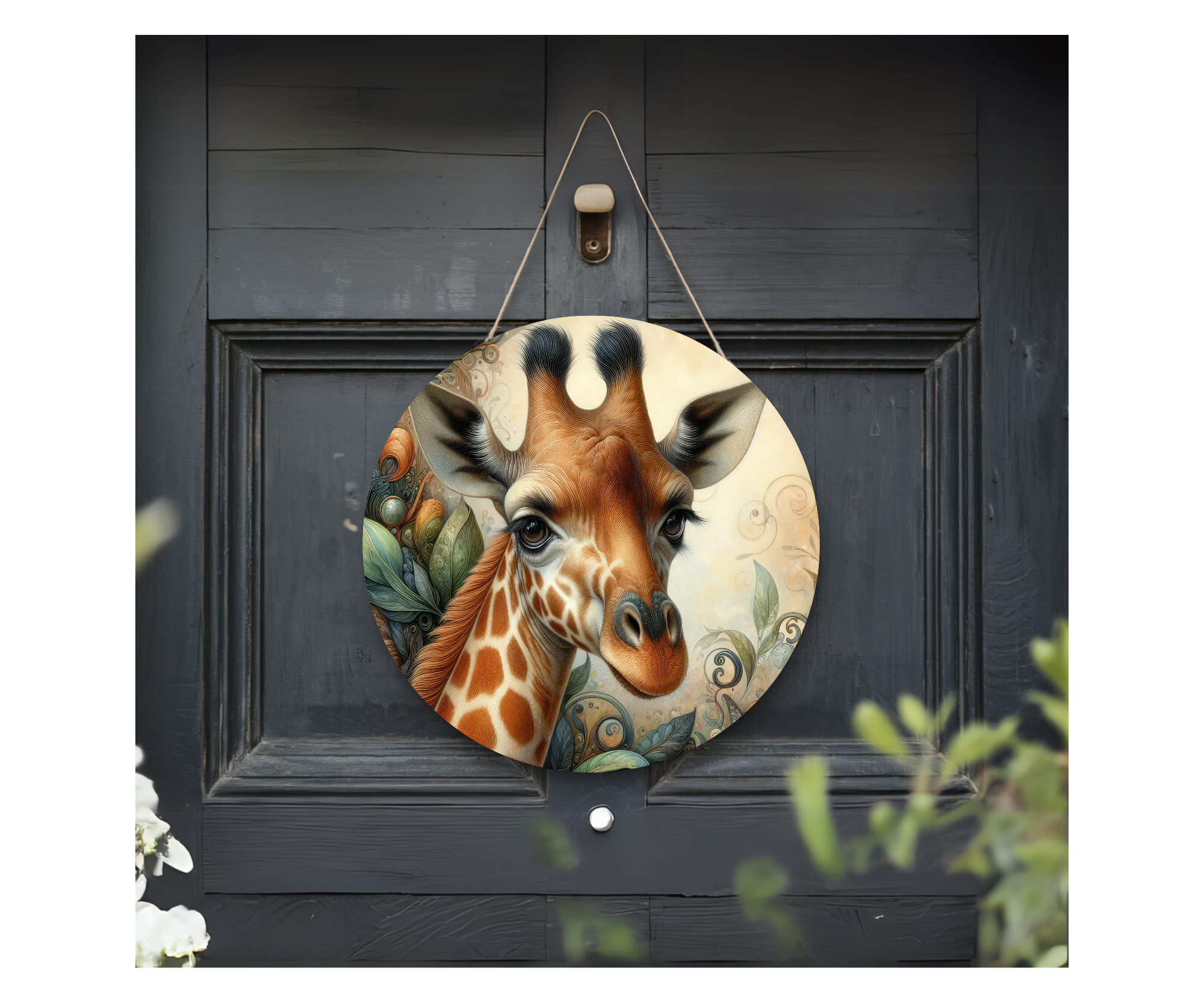 Good Vibes, Tall Smiles Giraffe Welcome Sign