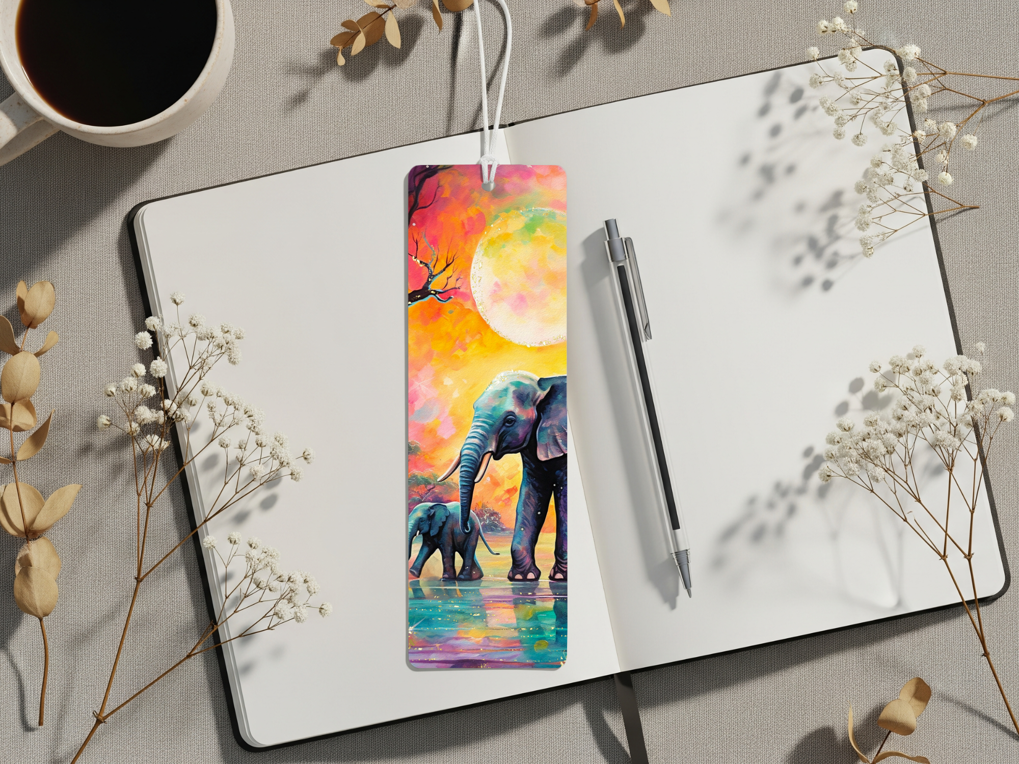 Aluminum Metal Bookmarks, Elephant Images