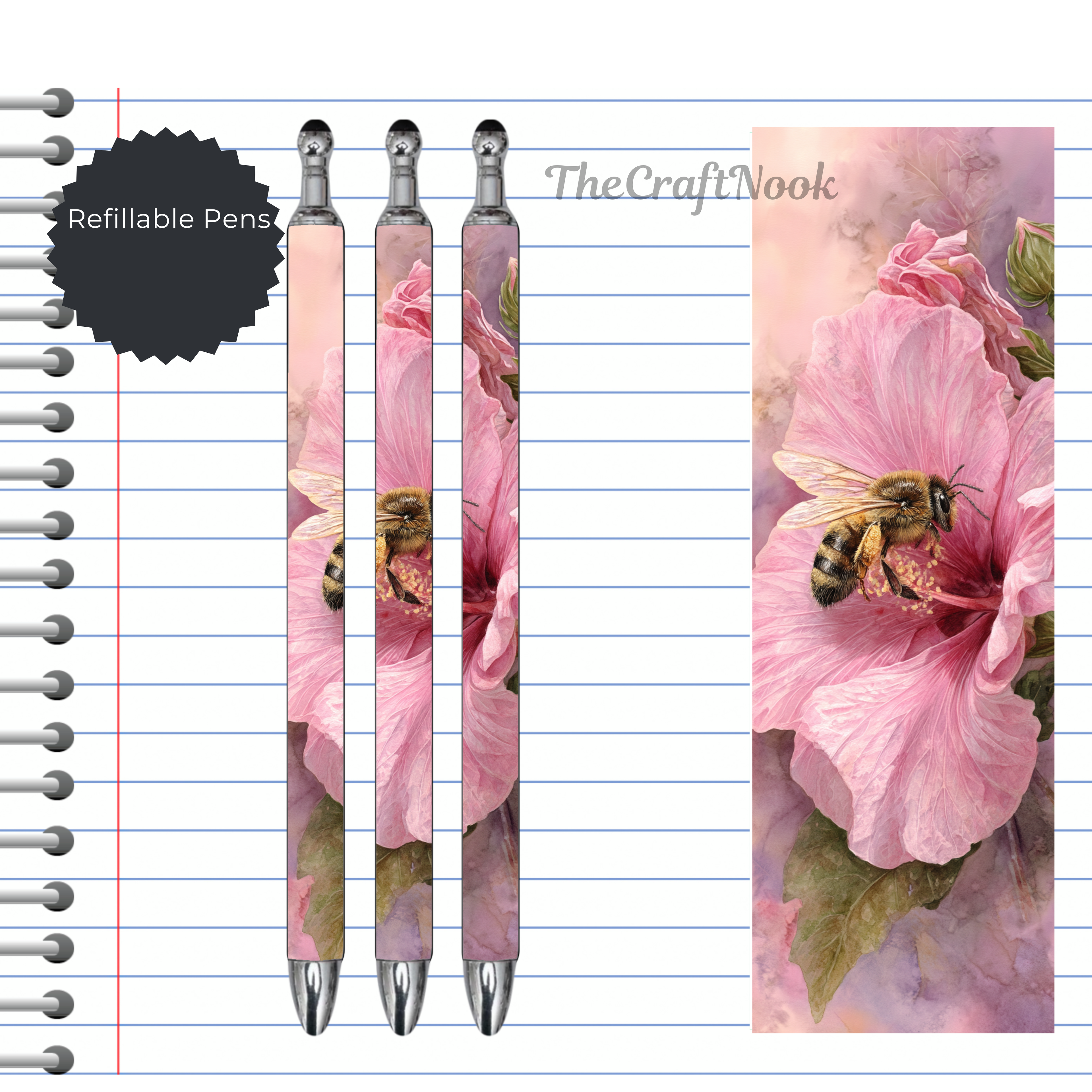 Refillable Pens, Honeybee Images. Bee happy while you write. Multiple options and Images available