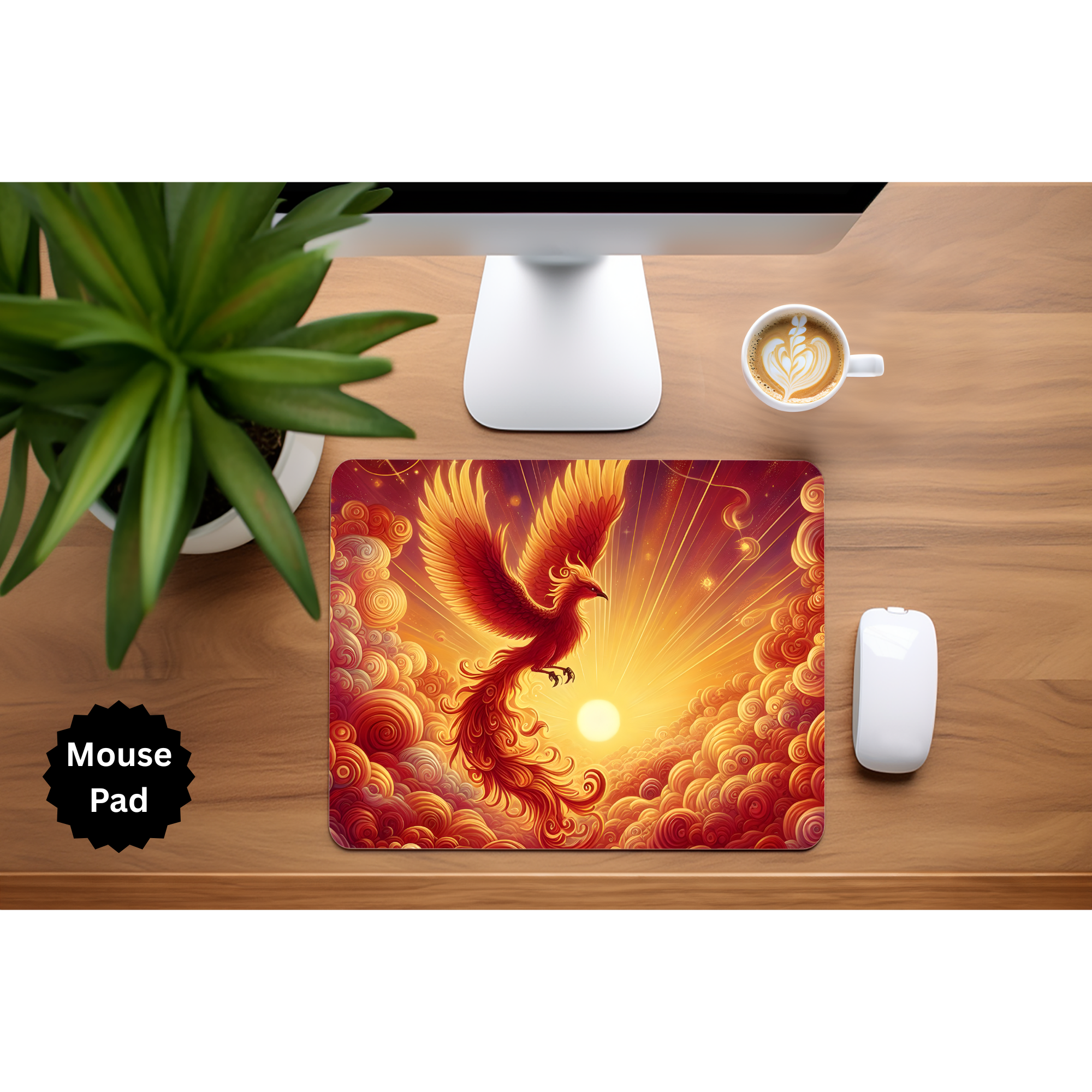 Phoenix Mouse Pad - Mythical Fire Bird Desk Accessory