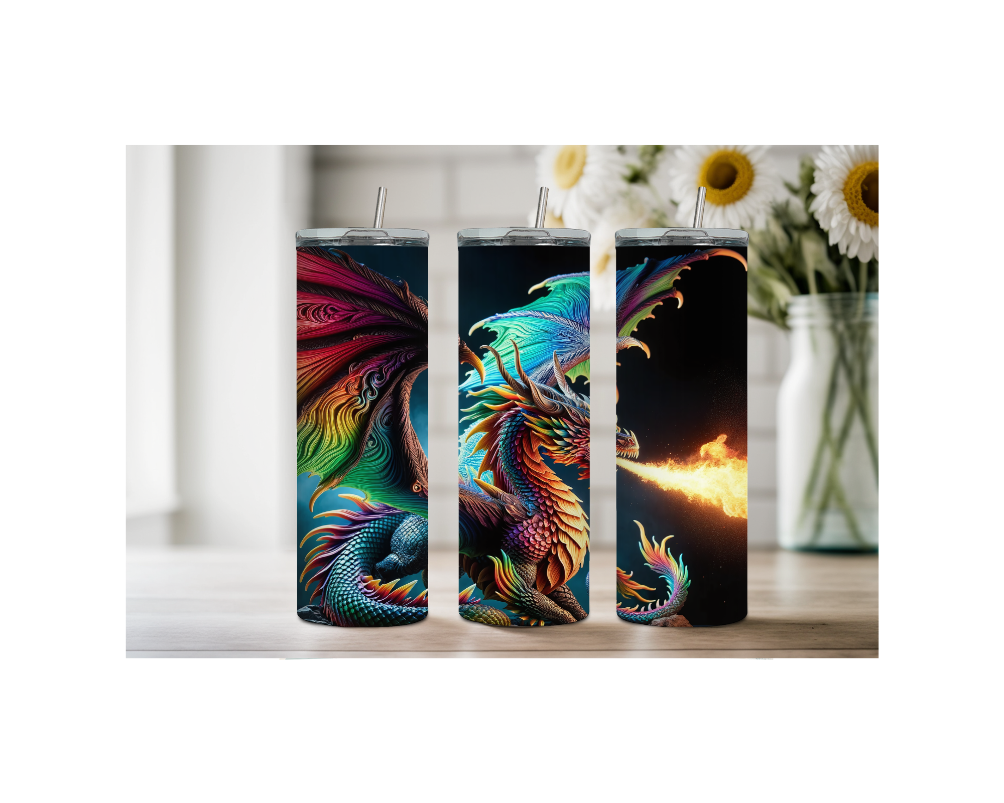 Mystic Scales Dragon Stainless Tumbler. Multiple Sizes and Images Available.