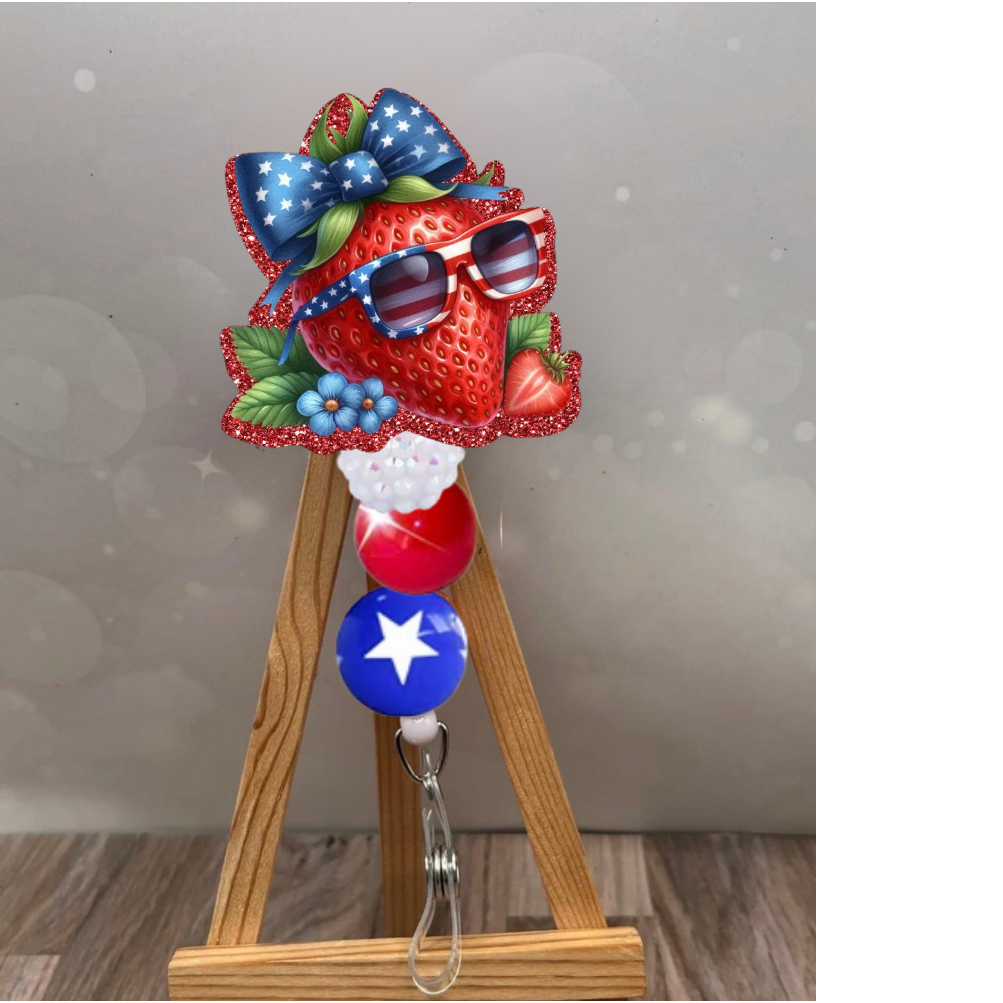 Patriotic Strawberry Badge Pull