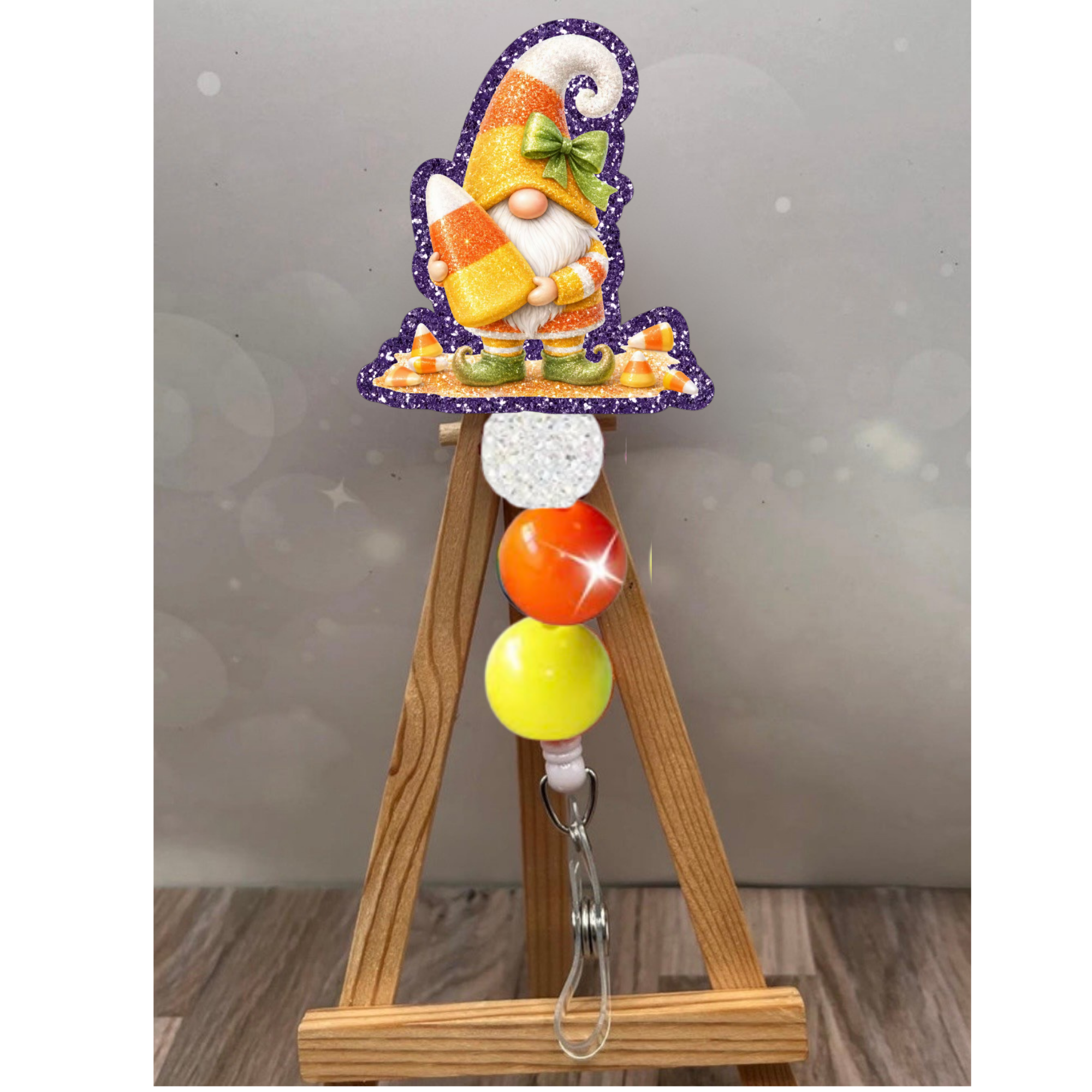 Candy Corn Gnome Badge Pull