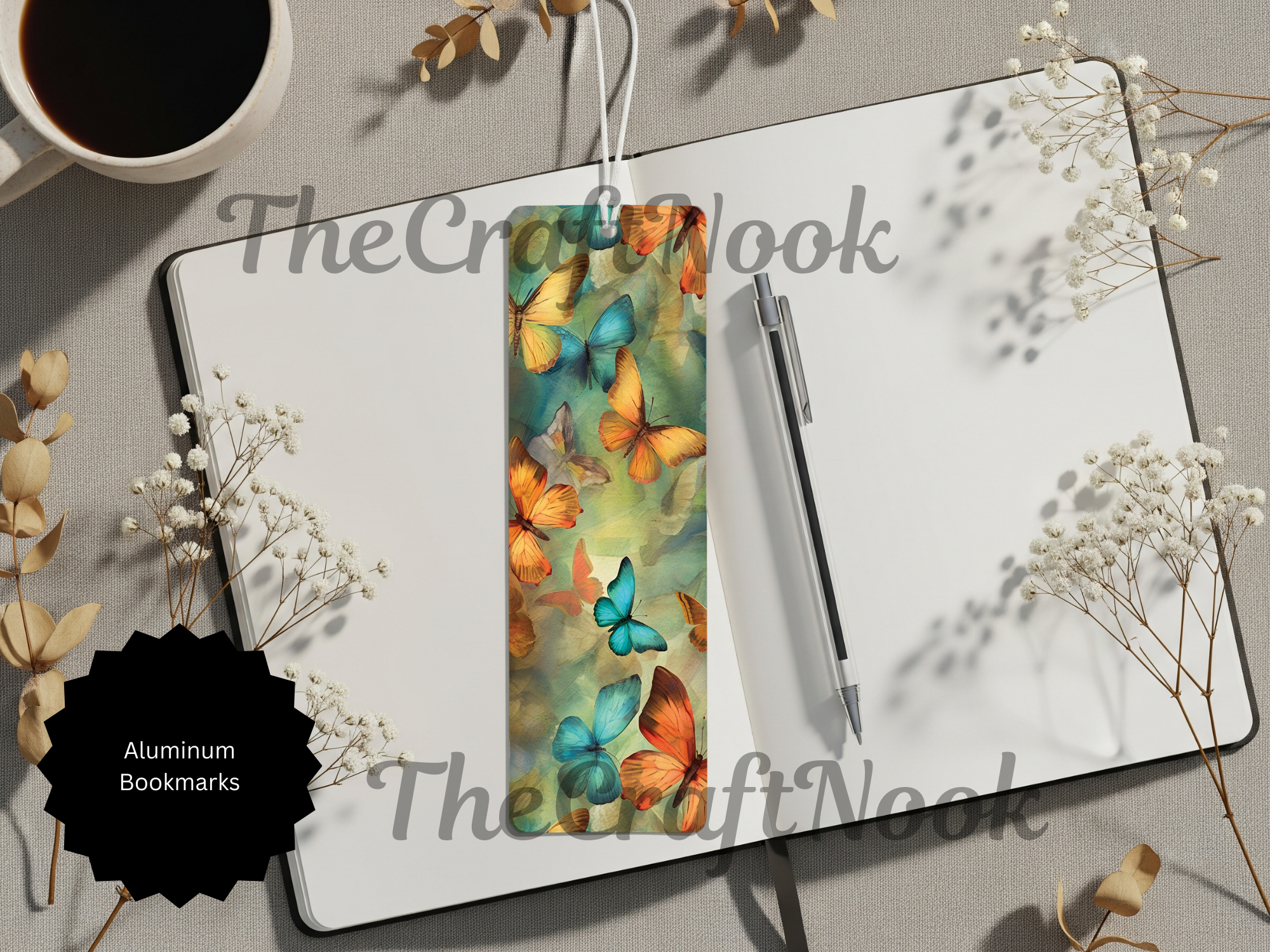 Butterfly Bookmarks - Handcrafted Aluminum Metal with Beads & Glitter