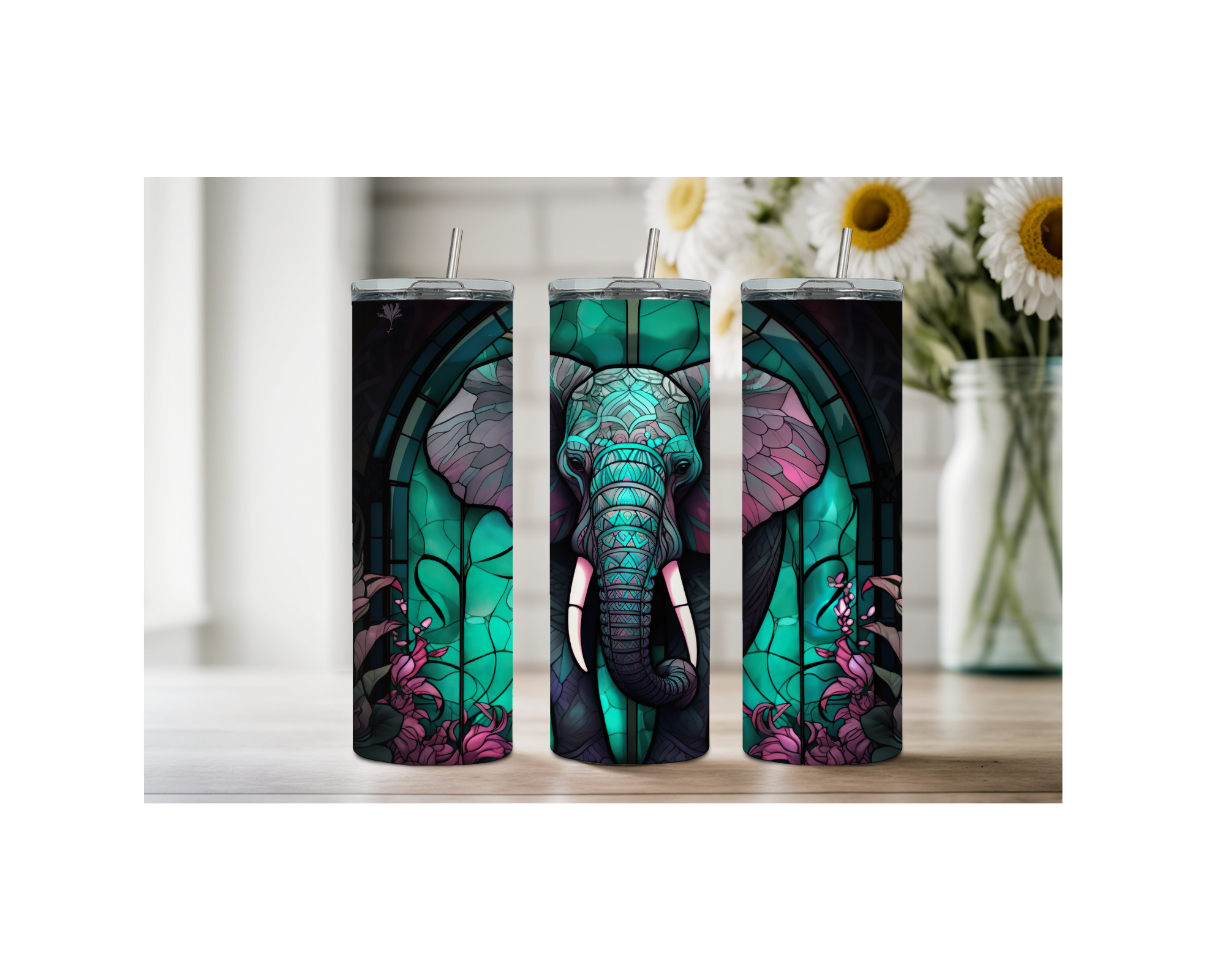 20 ounce Wise & Wonderful Elephant Stainless Tumbler. Multiple Sizes and Images Available.