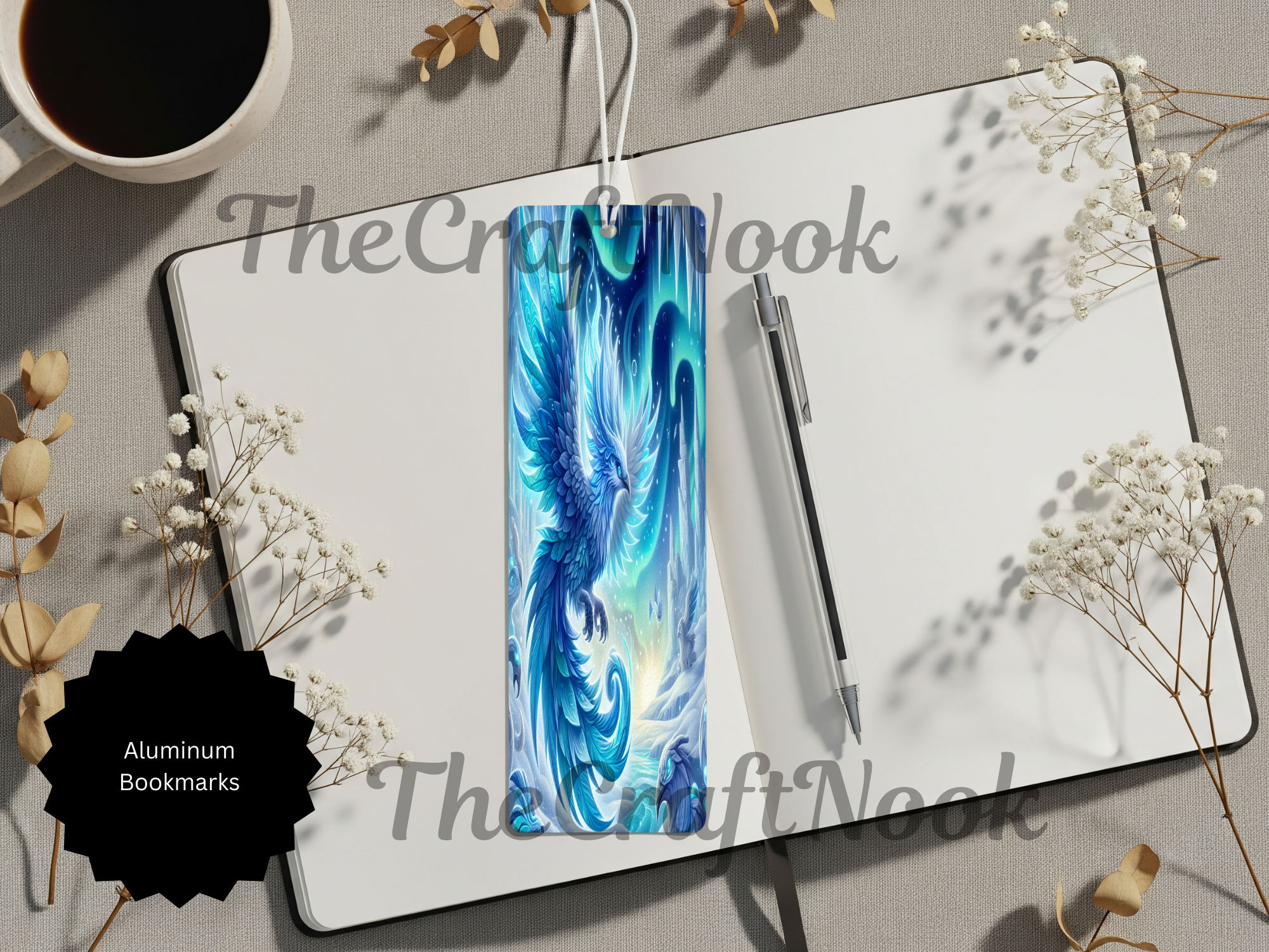 Phoenix Bookmarks - Handcrafted Metal Fire Bird Bookmarks with Beads & Glitter