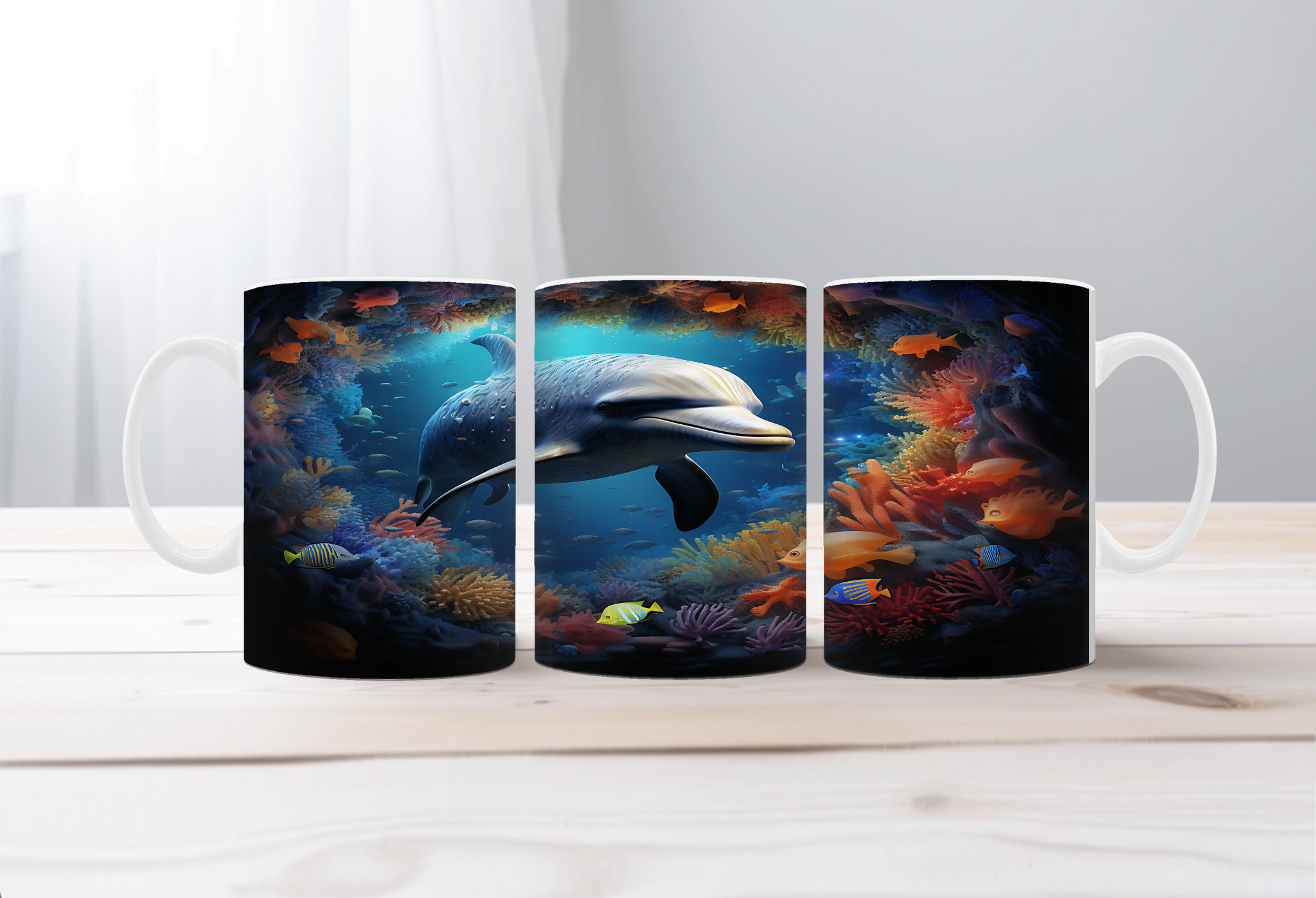 Flippin’ Cute Morning Mug, Dolphin coffee Mugs. Two sizes to choose from.