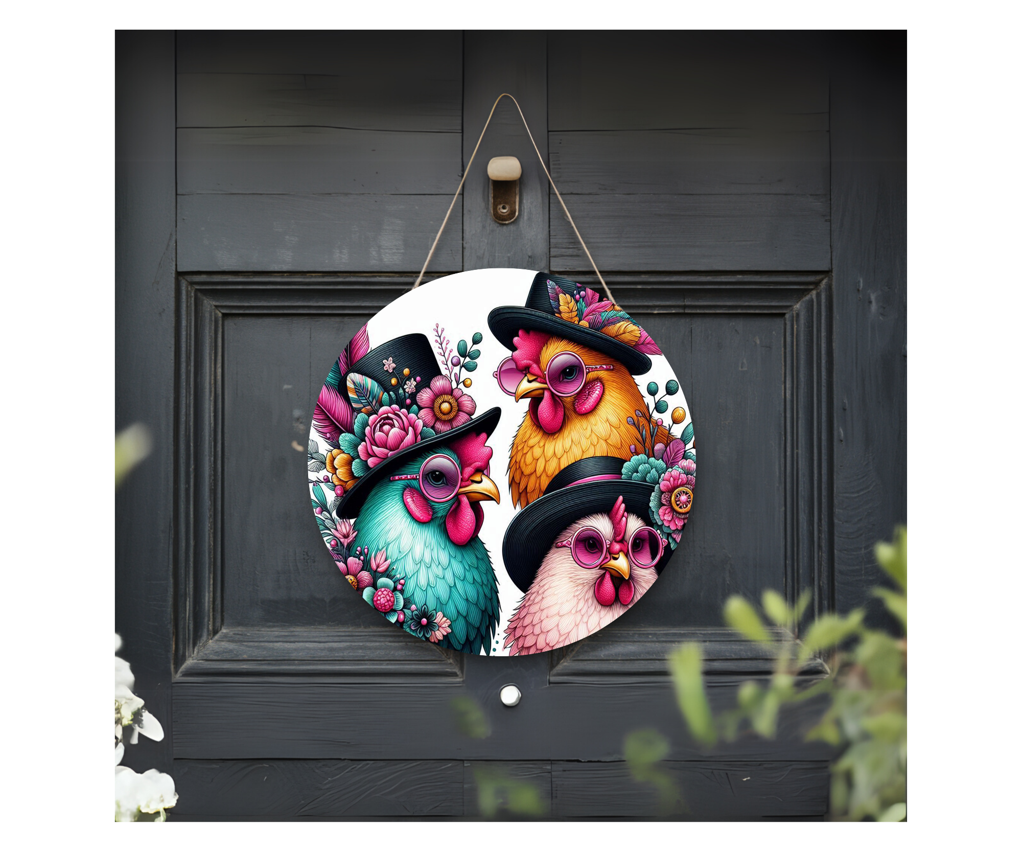 Cluck In & Stay Awhile Chicken Door Signs