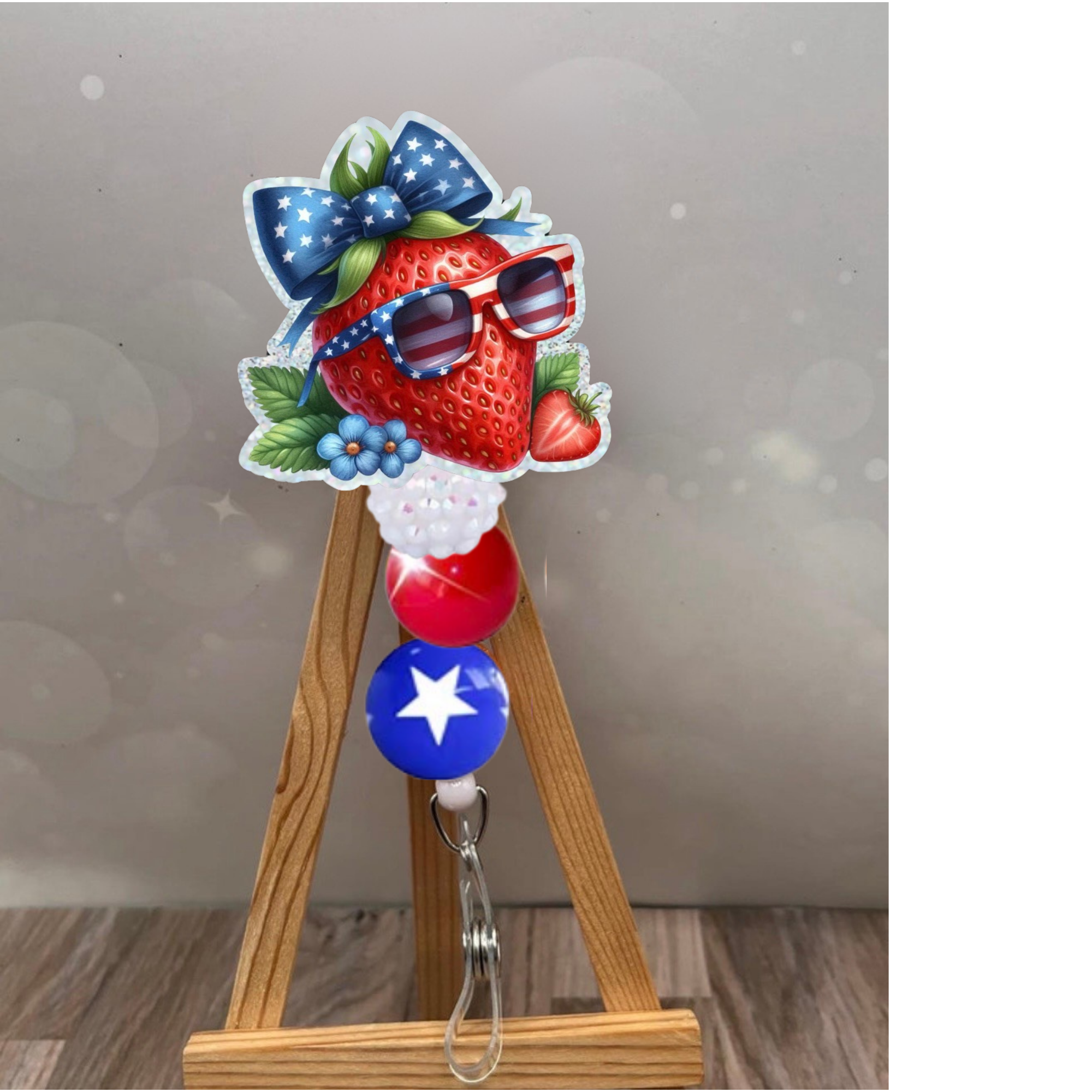 Patriotic Strawberry Badge Pull
