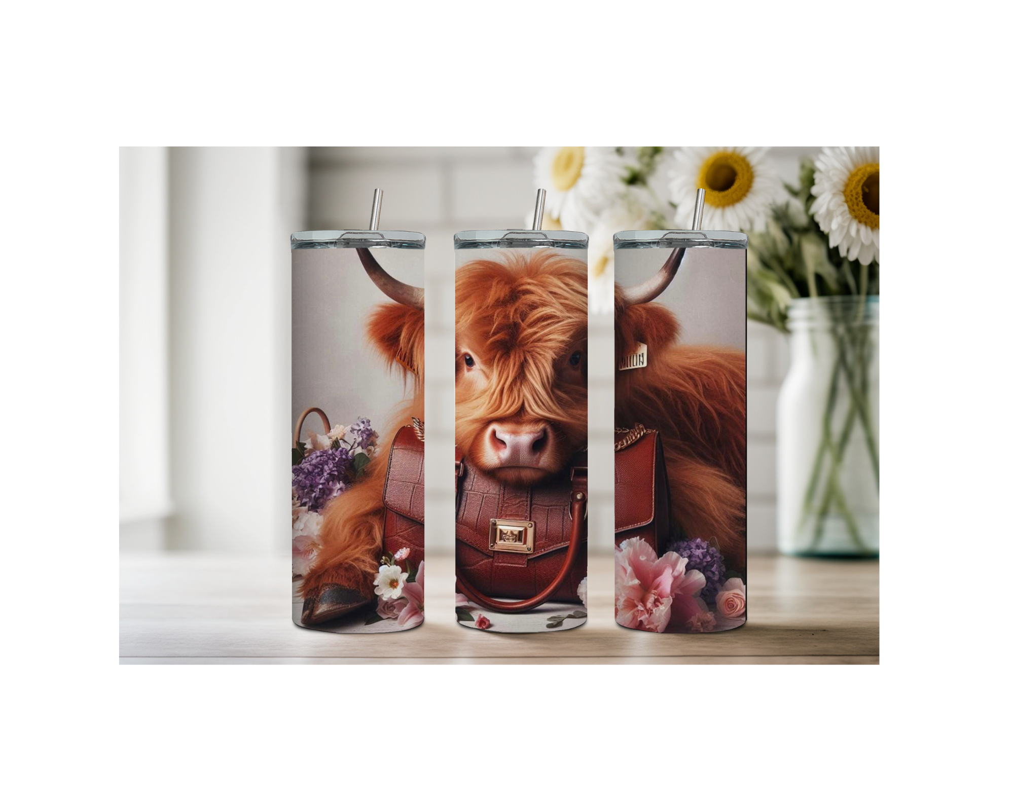 20 oz Highland Cutie Country Stainless Steel Tumbler. Multiple Images Available.