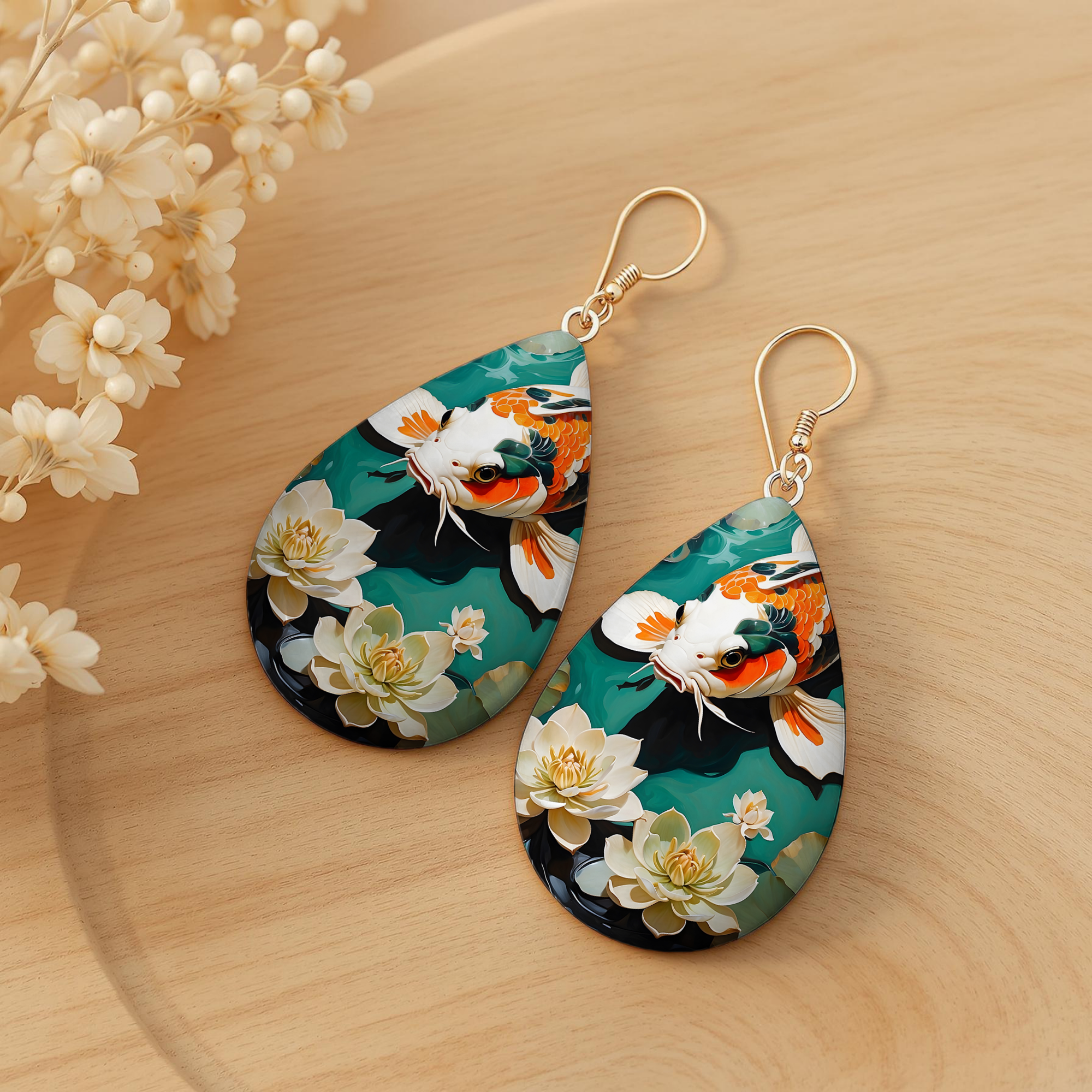 Koi Fish Teardrop Earrings