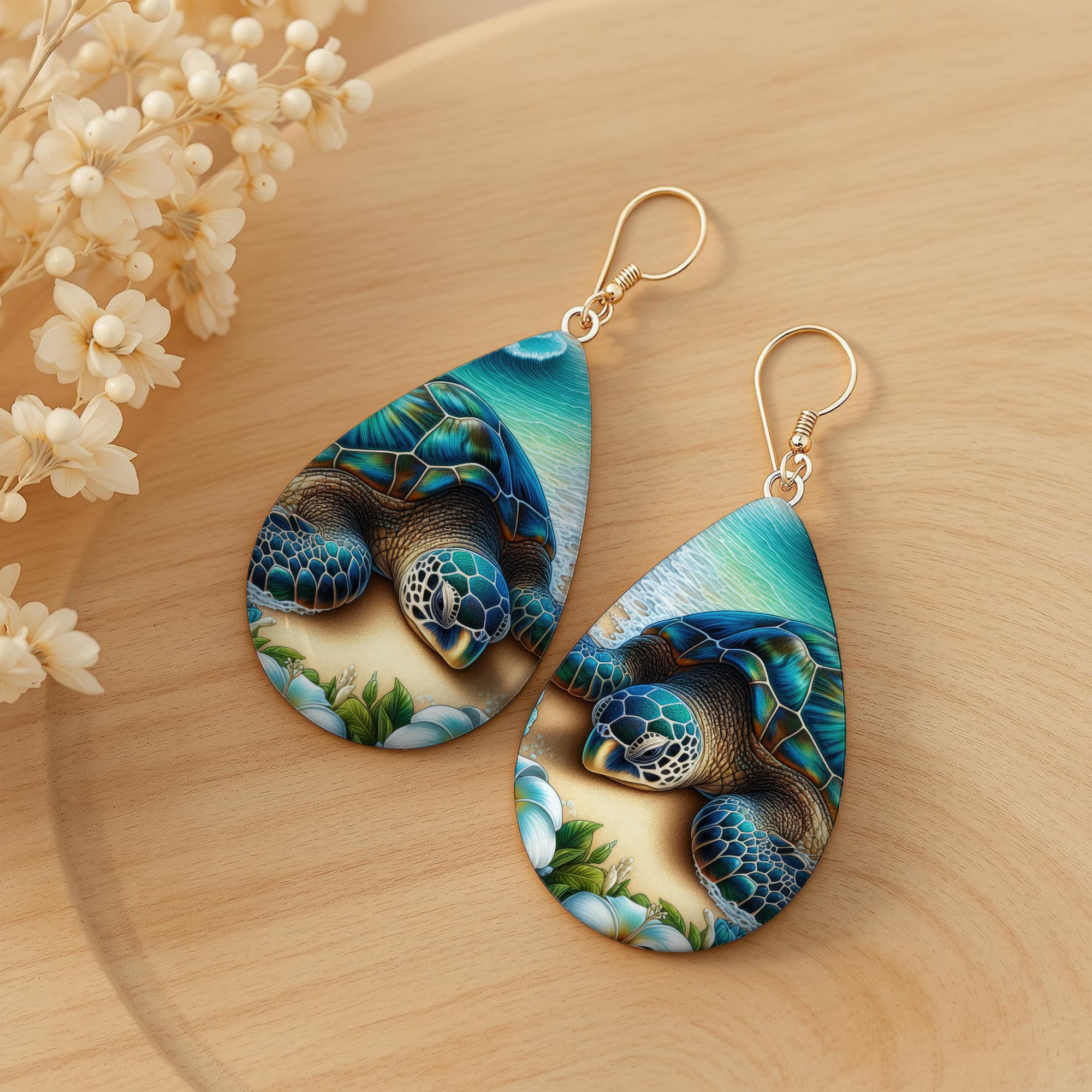 Sea Turtle Teardrop Earrings — Choose Your Design