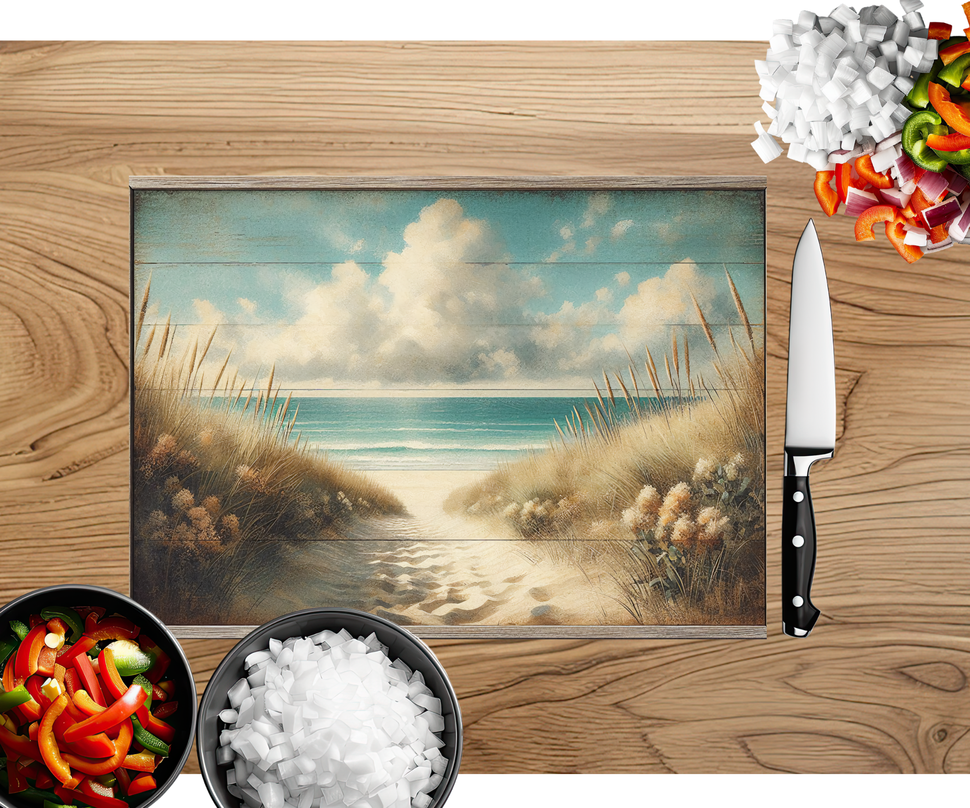 Beach Vibes Glass cutting boards. Multiple images Available.