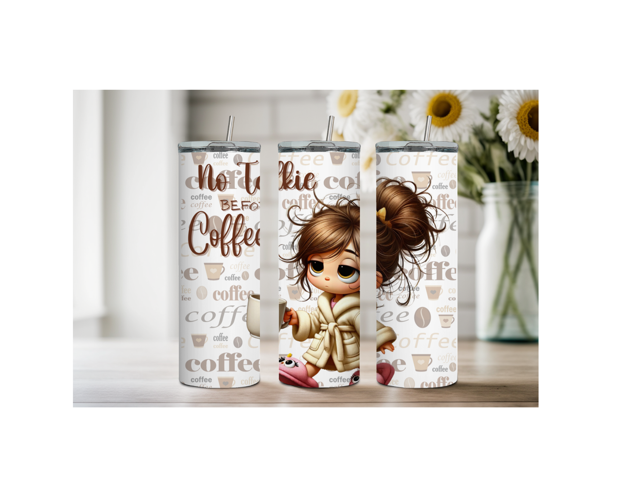 Brew‑tiful Day 20 oz Coffee Tumbler. Stainless-Steel Tumblers. Multiple Sizes and Images Available.
