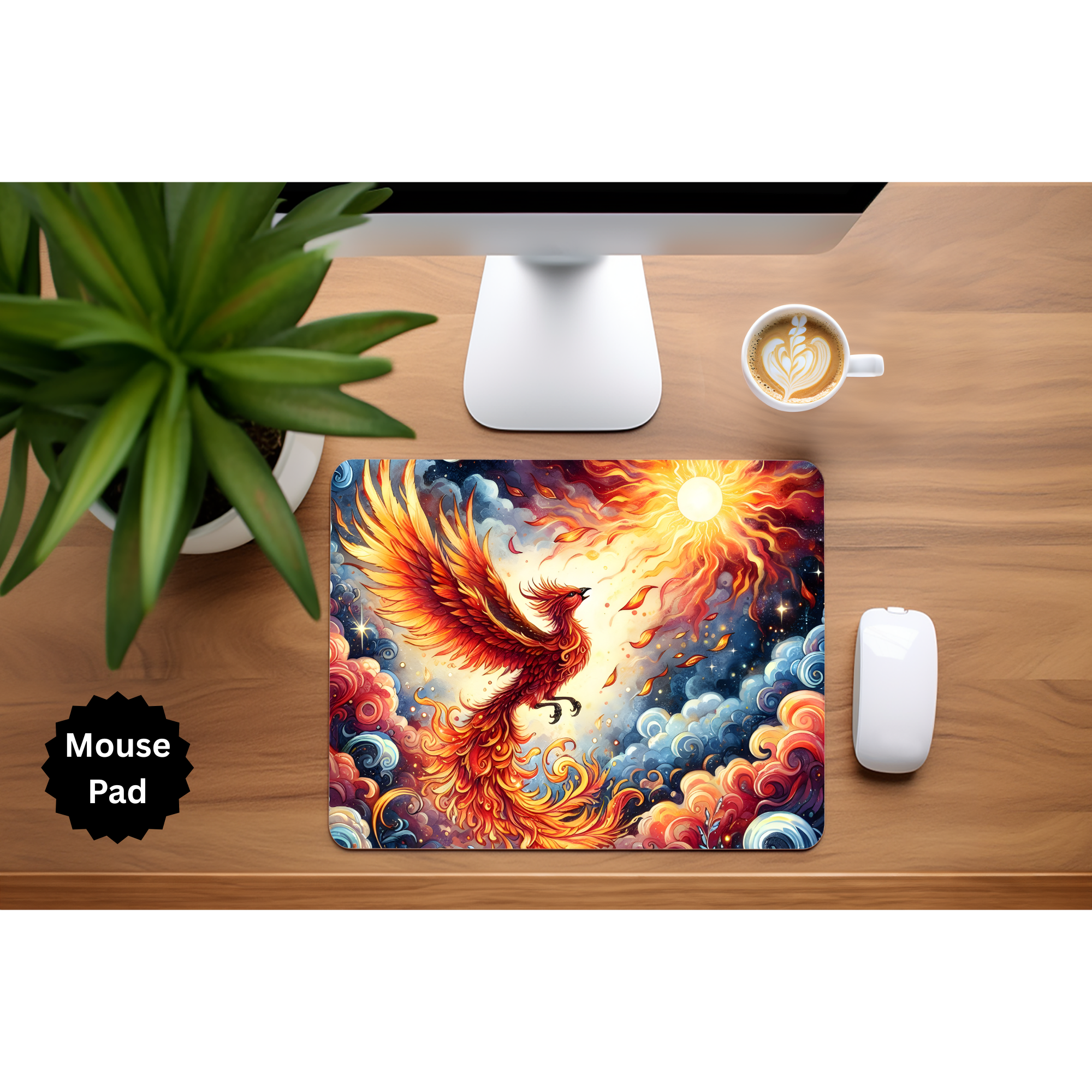 Phoenix Mouse Pad - Mythical Fire Bird Desk Accessory