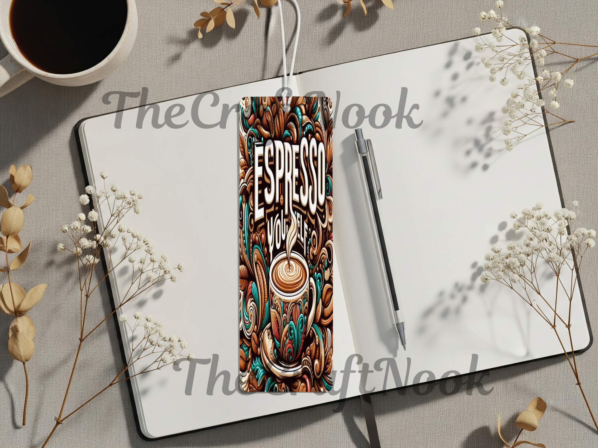 Caffeine & Chapters Bookmark. Aluminum Metal Bookmarks