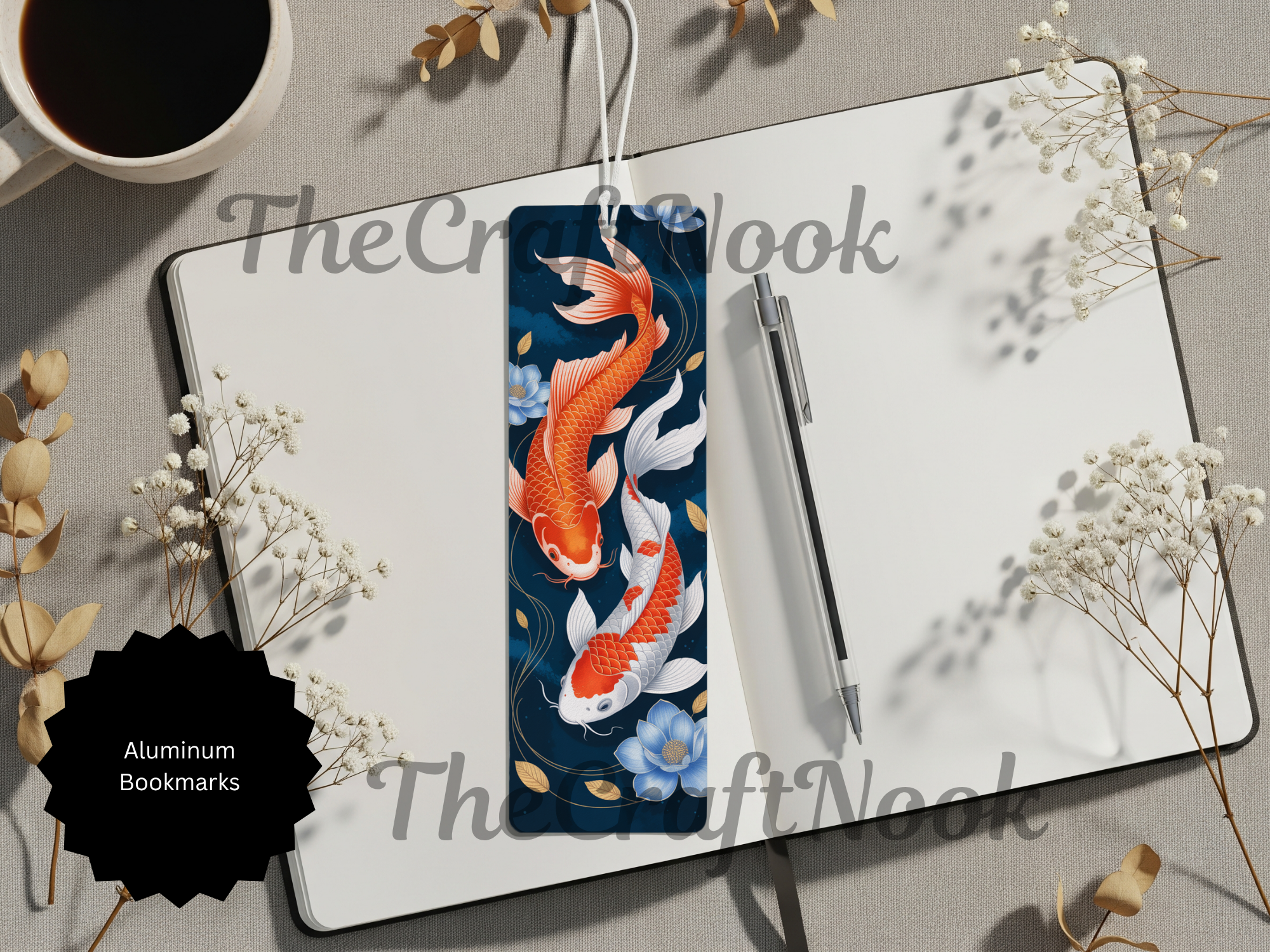 Koi Fish Bookmarks – Handcrafted Metal Bookmarks with Beads & Glitter