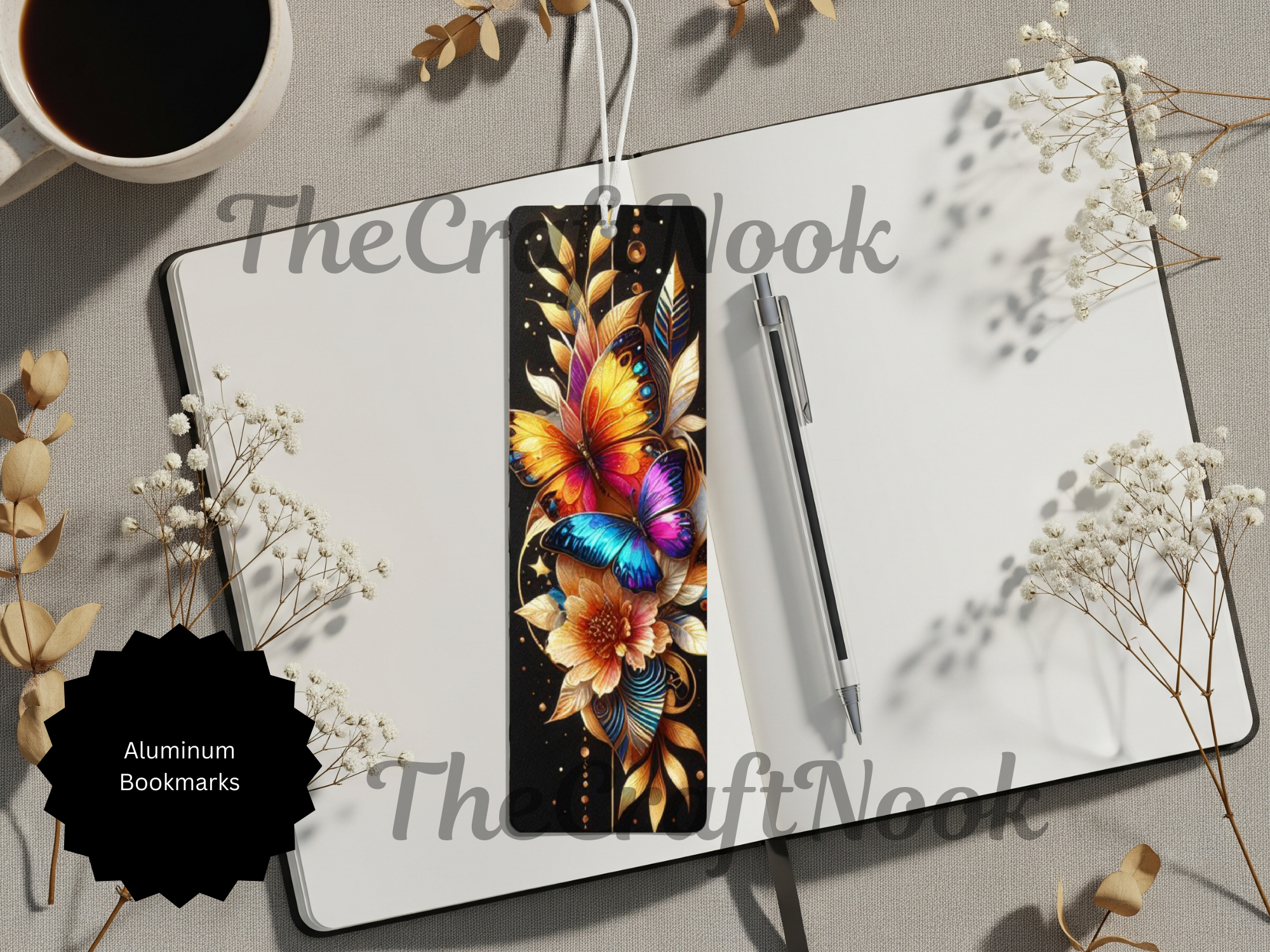 Butterfly Bookmarks - Handcrafted Aluminum Metal with Beads & Glitter